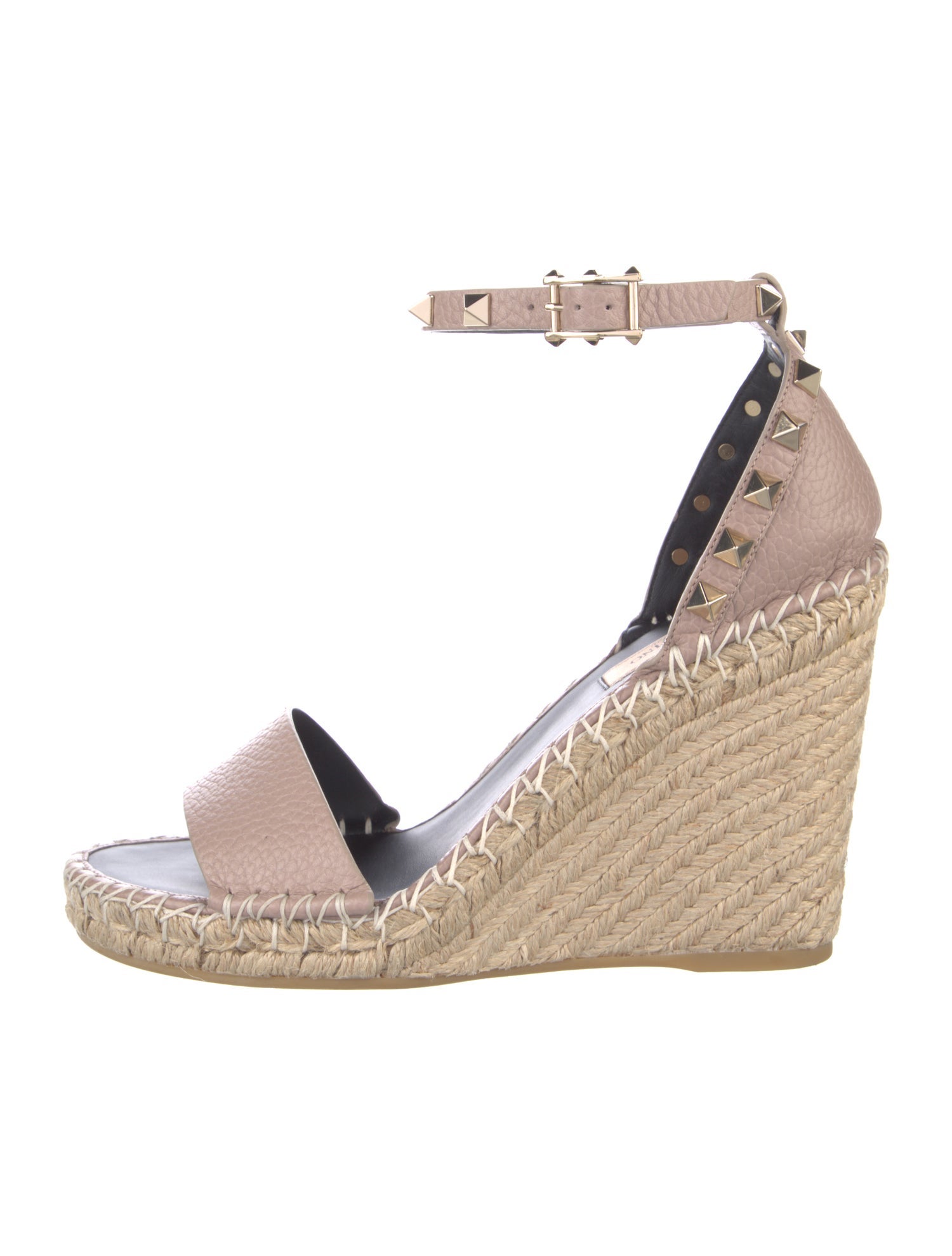 Valentino Rockstud Accents Leather Espadrilles