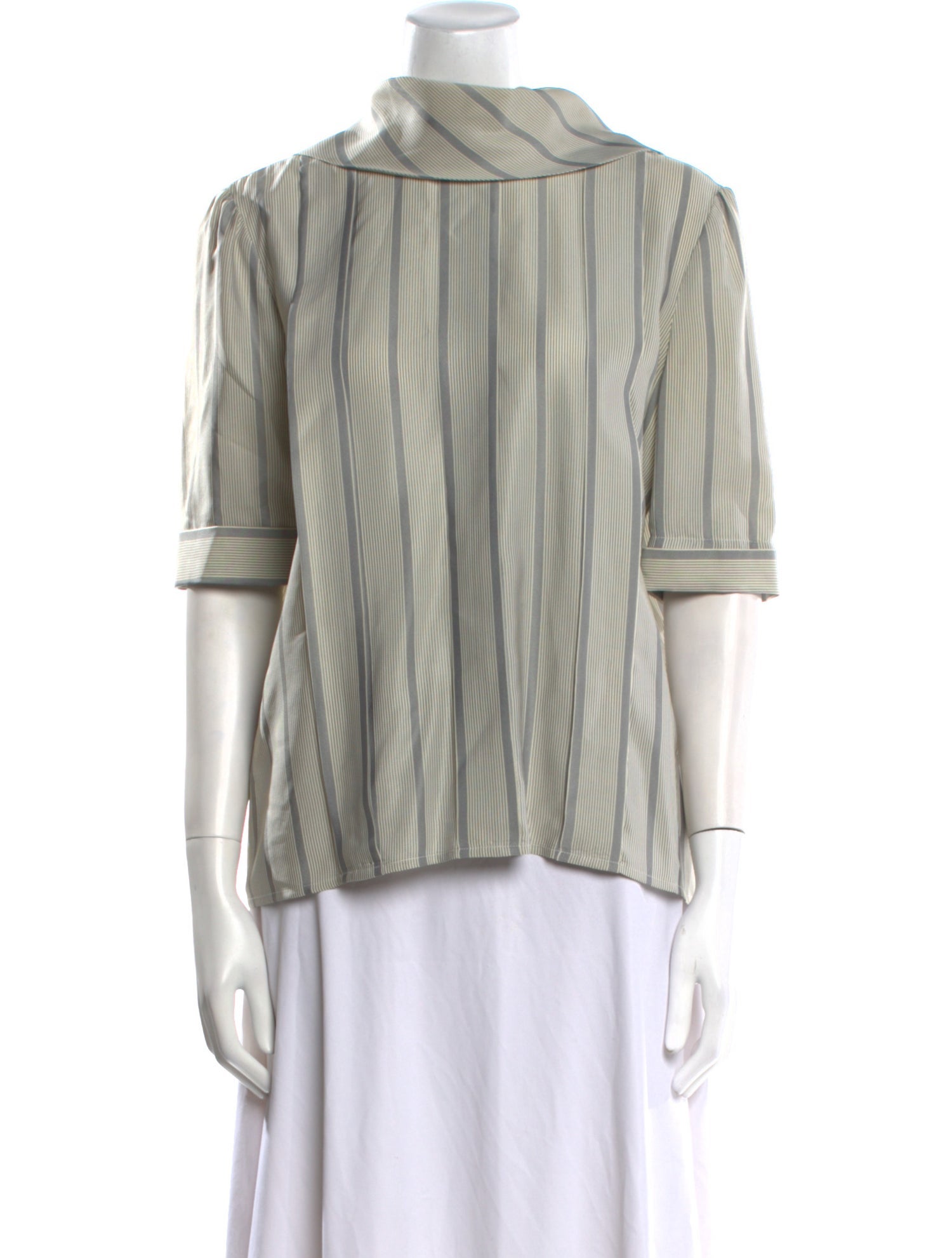 Valentino Mock Neck Three-Quarter Sleeve Blouse