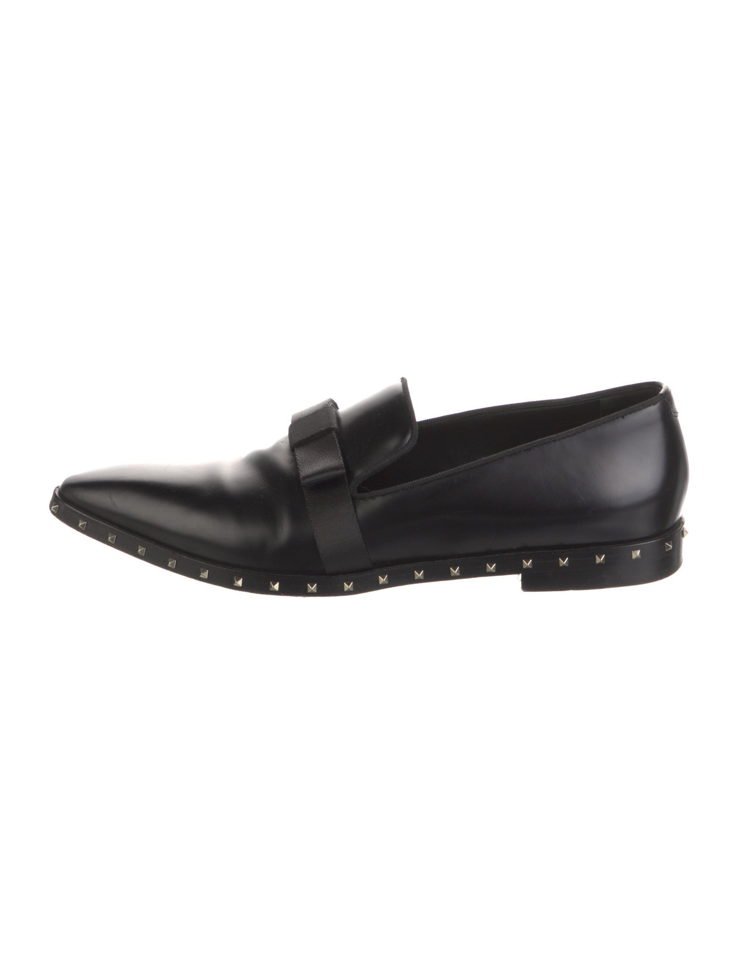 Valentino Rockstud Accents Leather Loafers