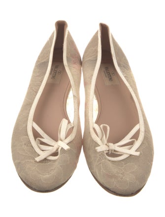 Valentino Mesh Grosgrain Trim Ballet Flats