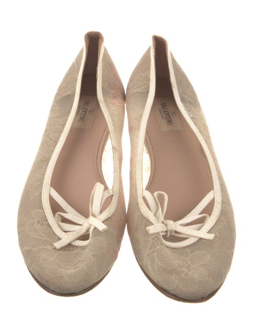 Valentino Mesh Grosgrain Trim Ballet Flats