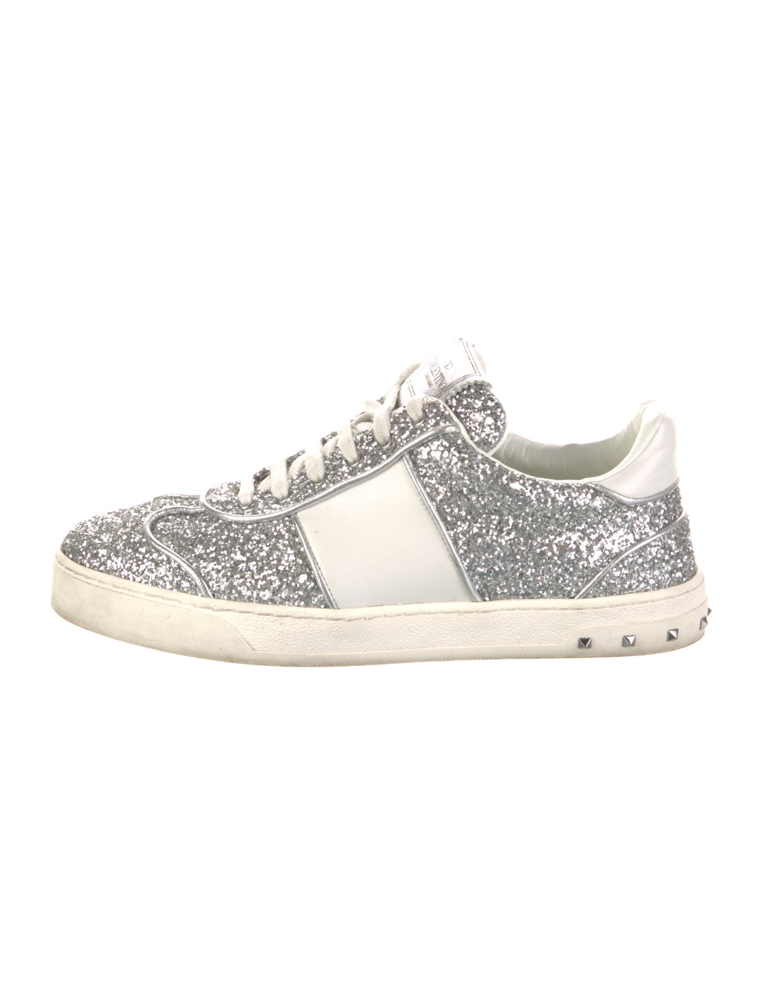 Valentino Rockstud Accents Glitter Sneakers