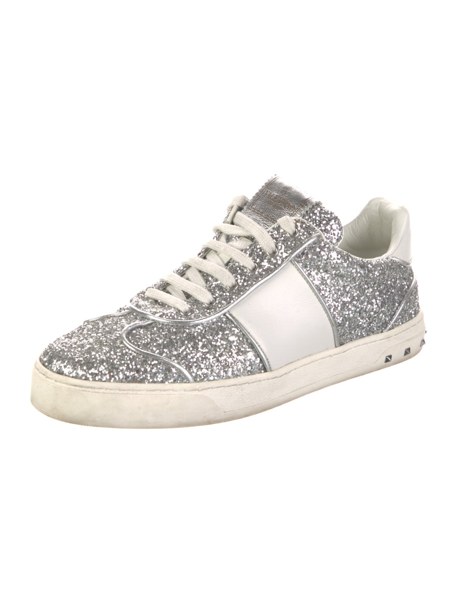 Valentino Rockstud Accents Glitter Sneakers