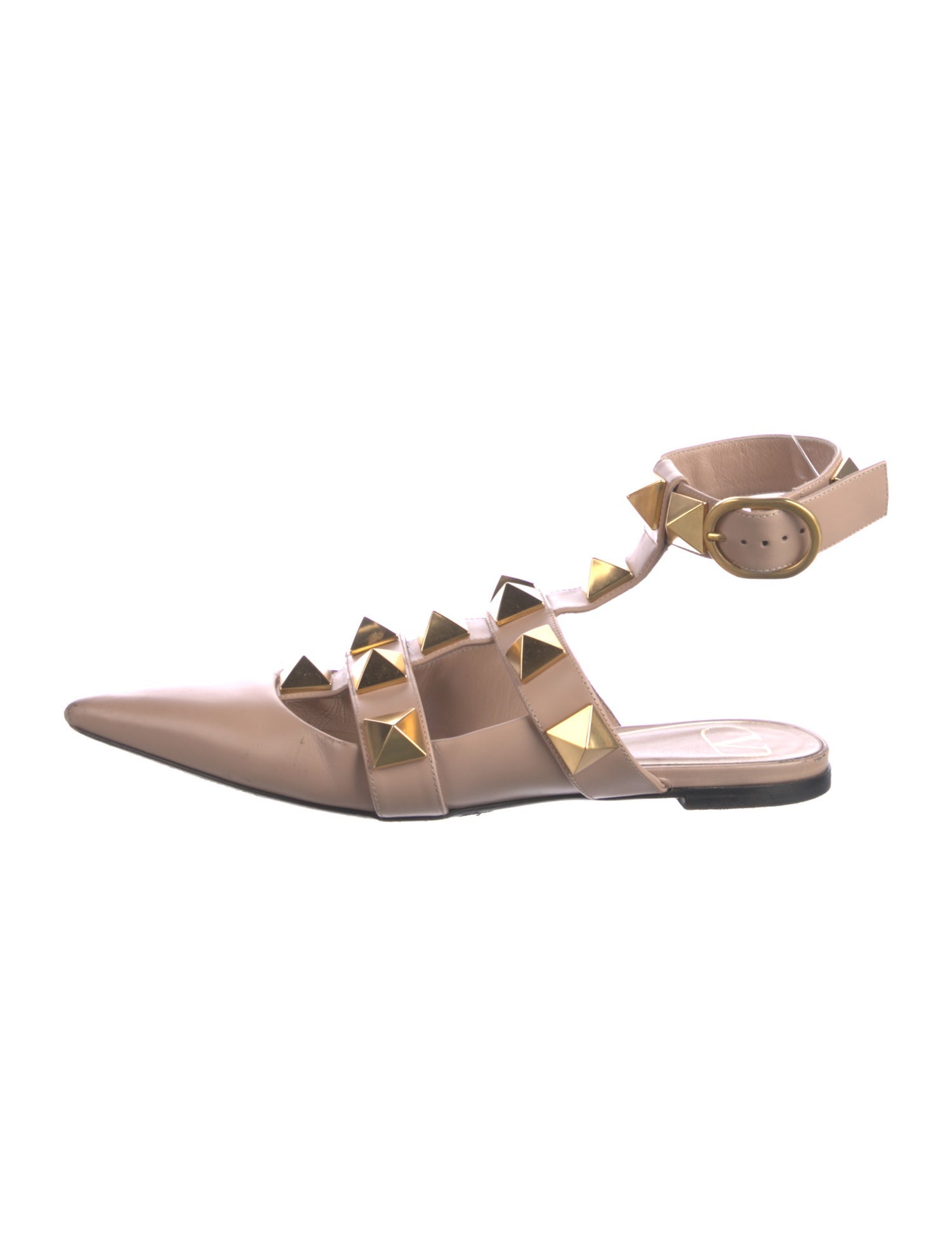 Valentino Rockstud Accents Leather Slingback Flats