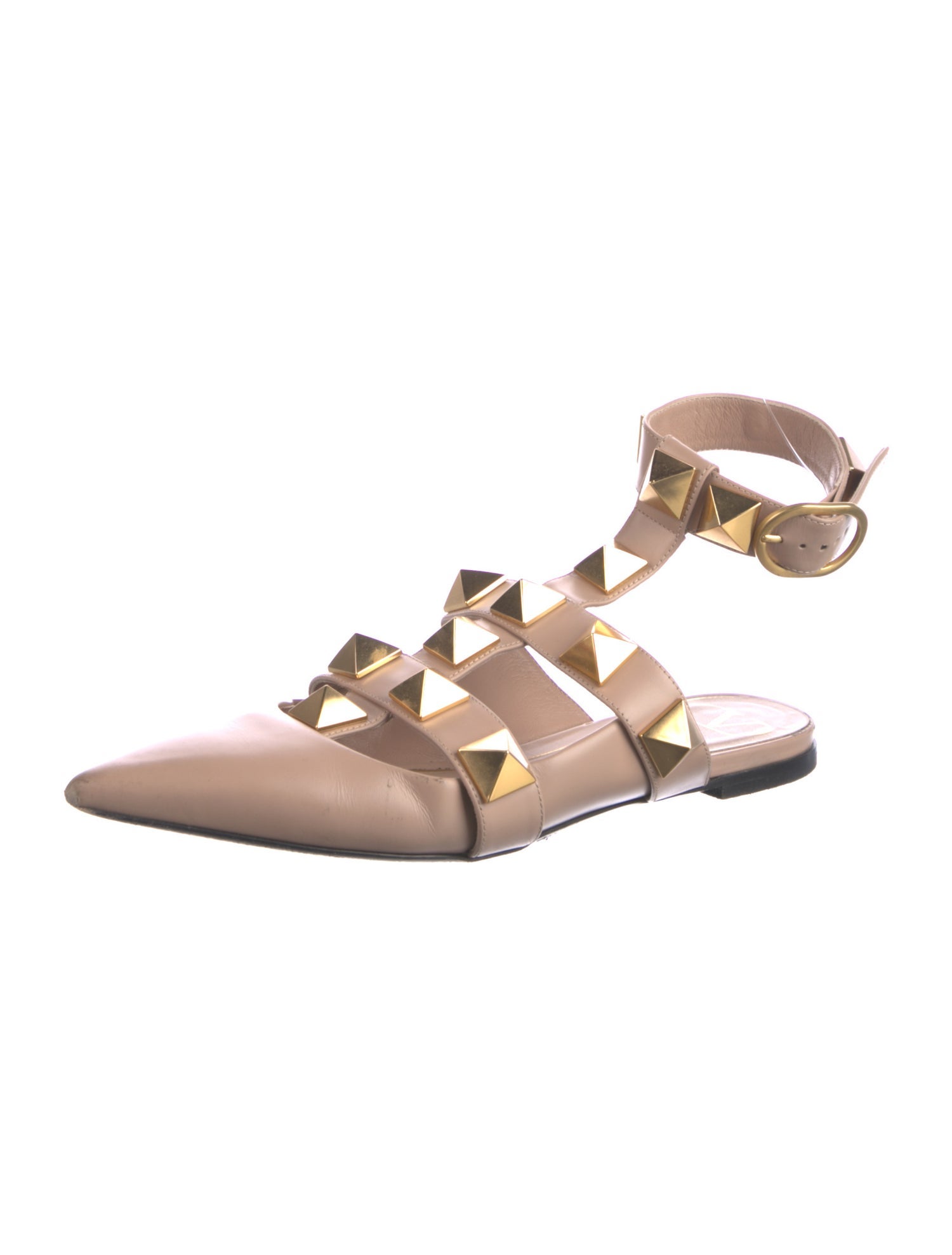 Valentino Rockstud Accents Leather Slingback Flats