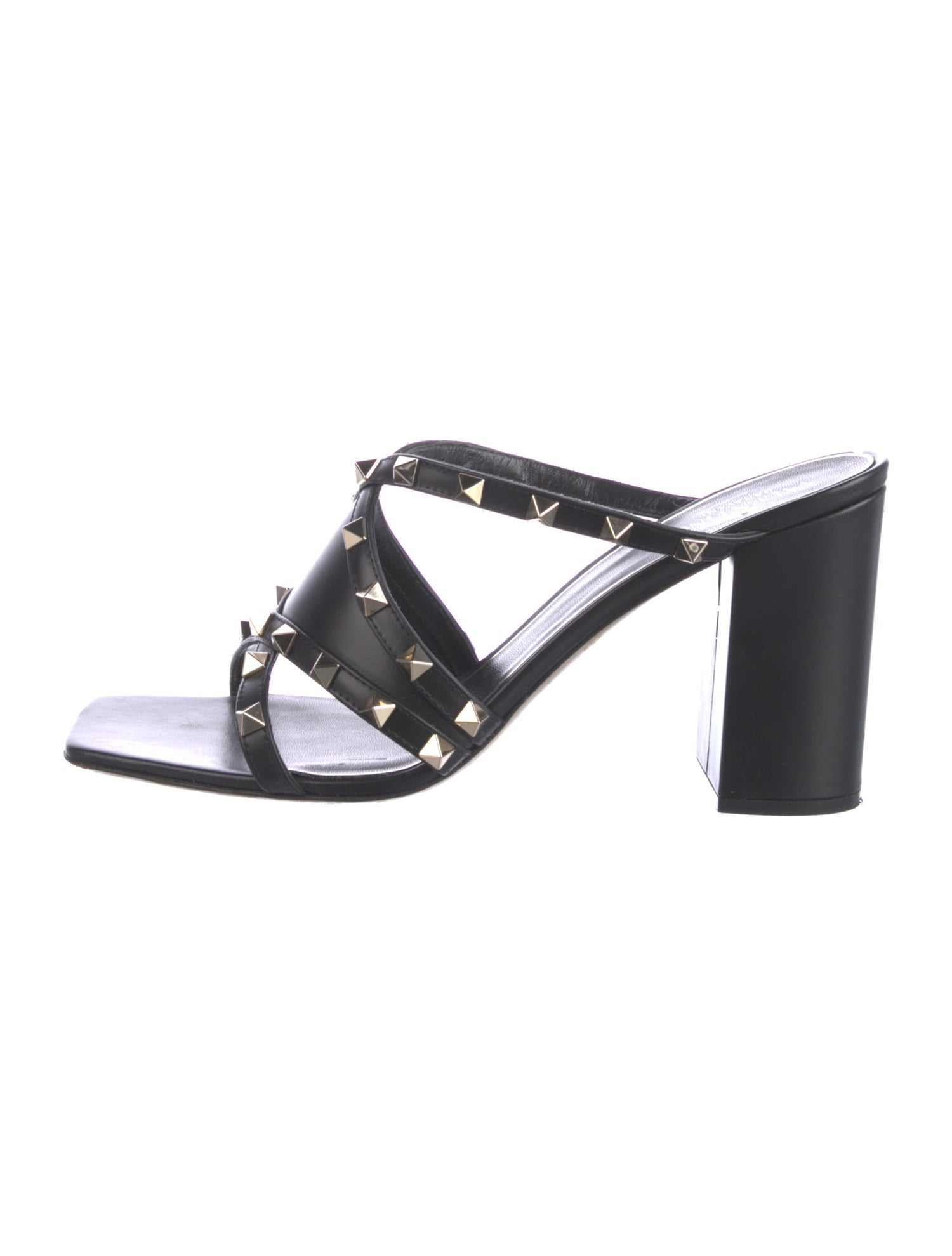 Valentino Rockstud Accents Leather Slides