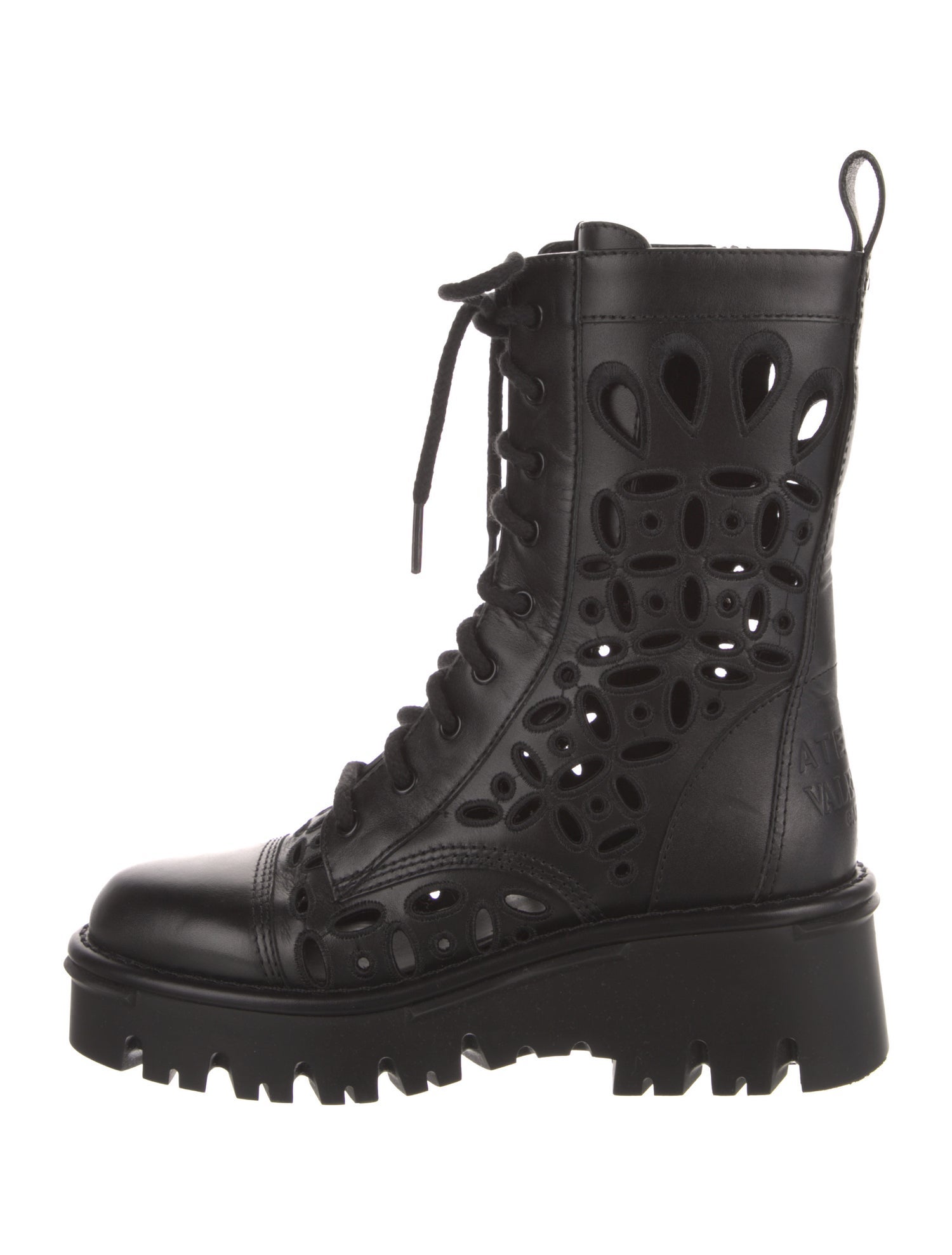 Valentino Atelier Leather Combat Boots