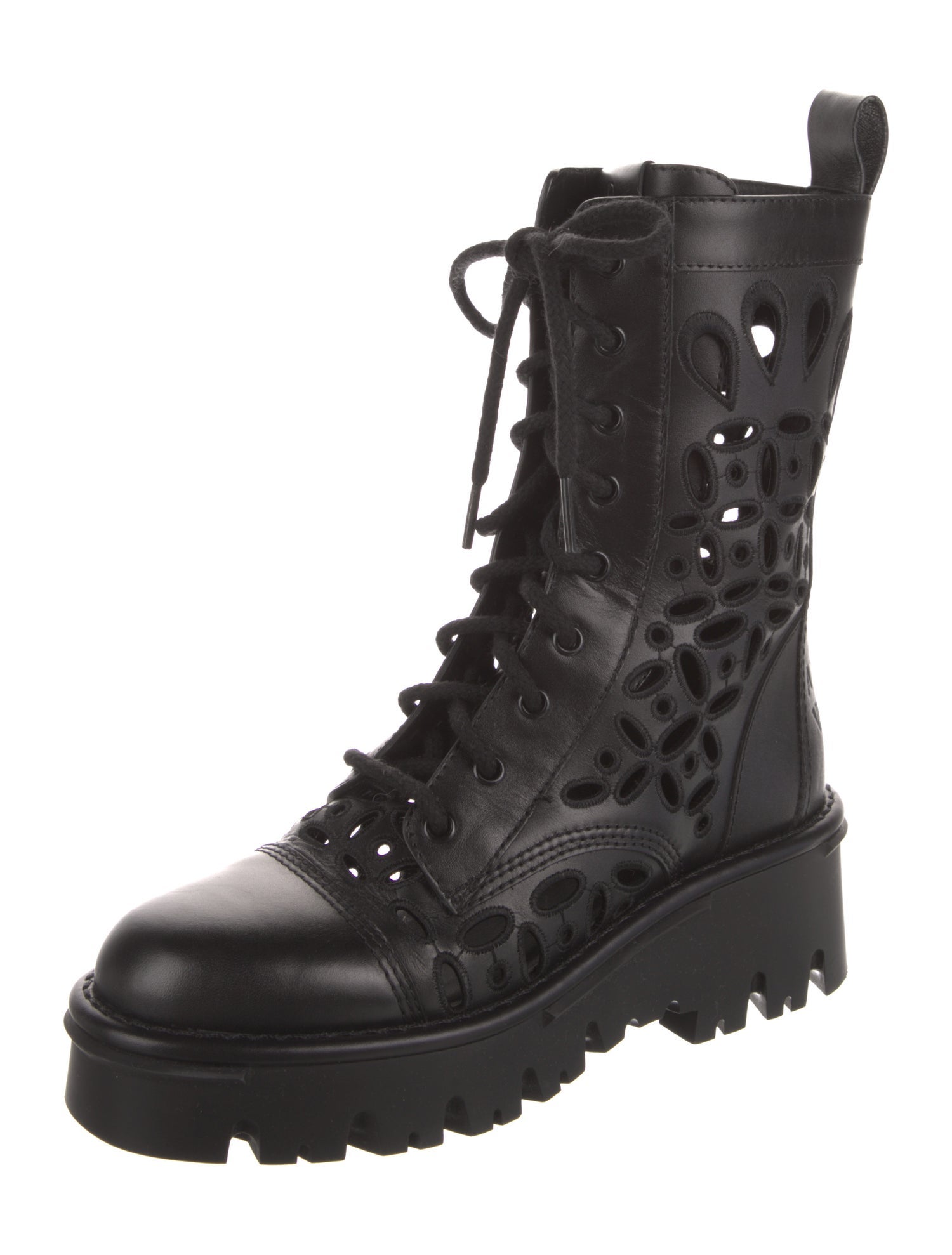 Valentino Atelier Leather Combat Boots