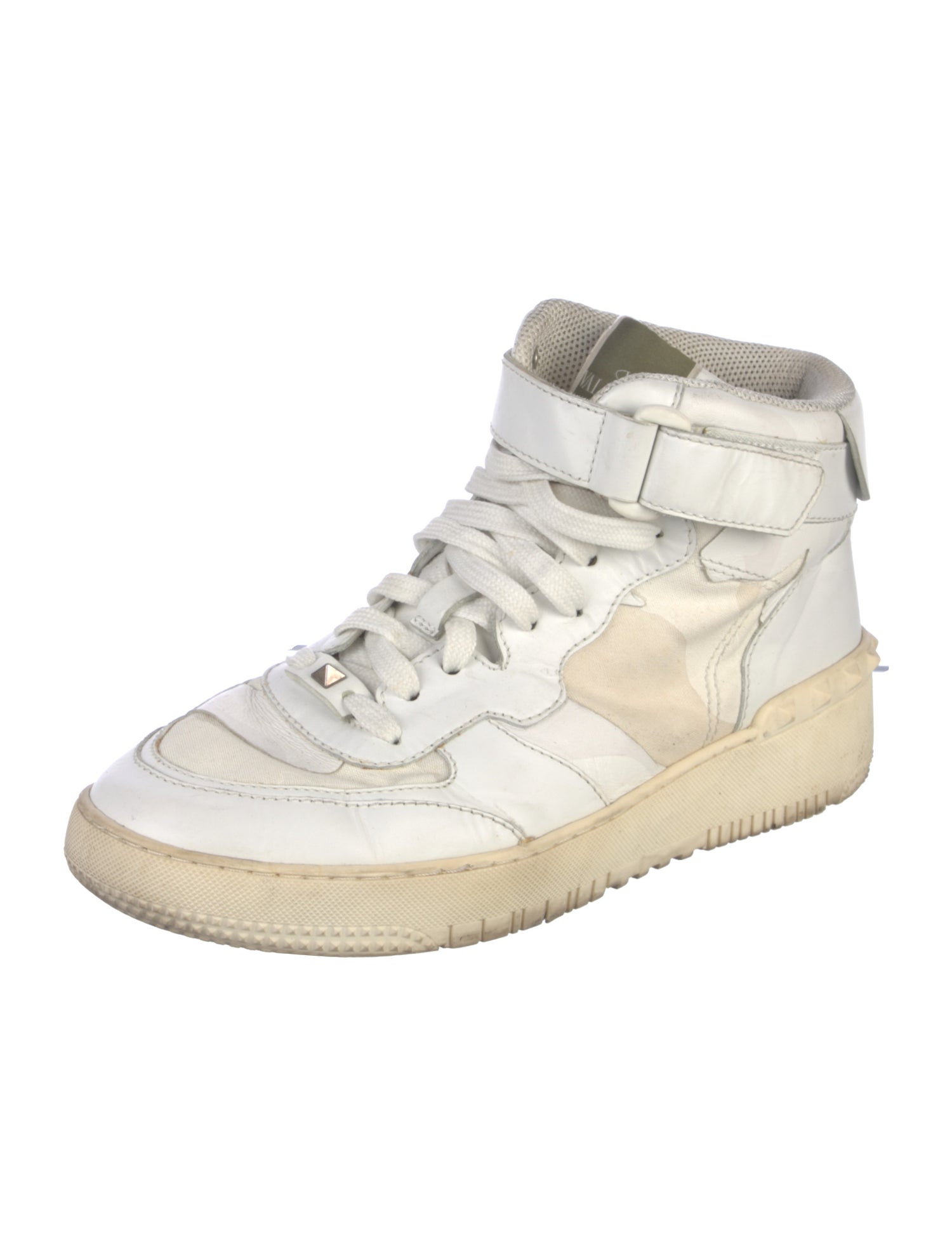 Valentino Rockstud Accents Leather Sneakers