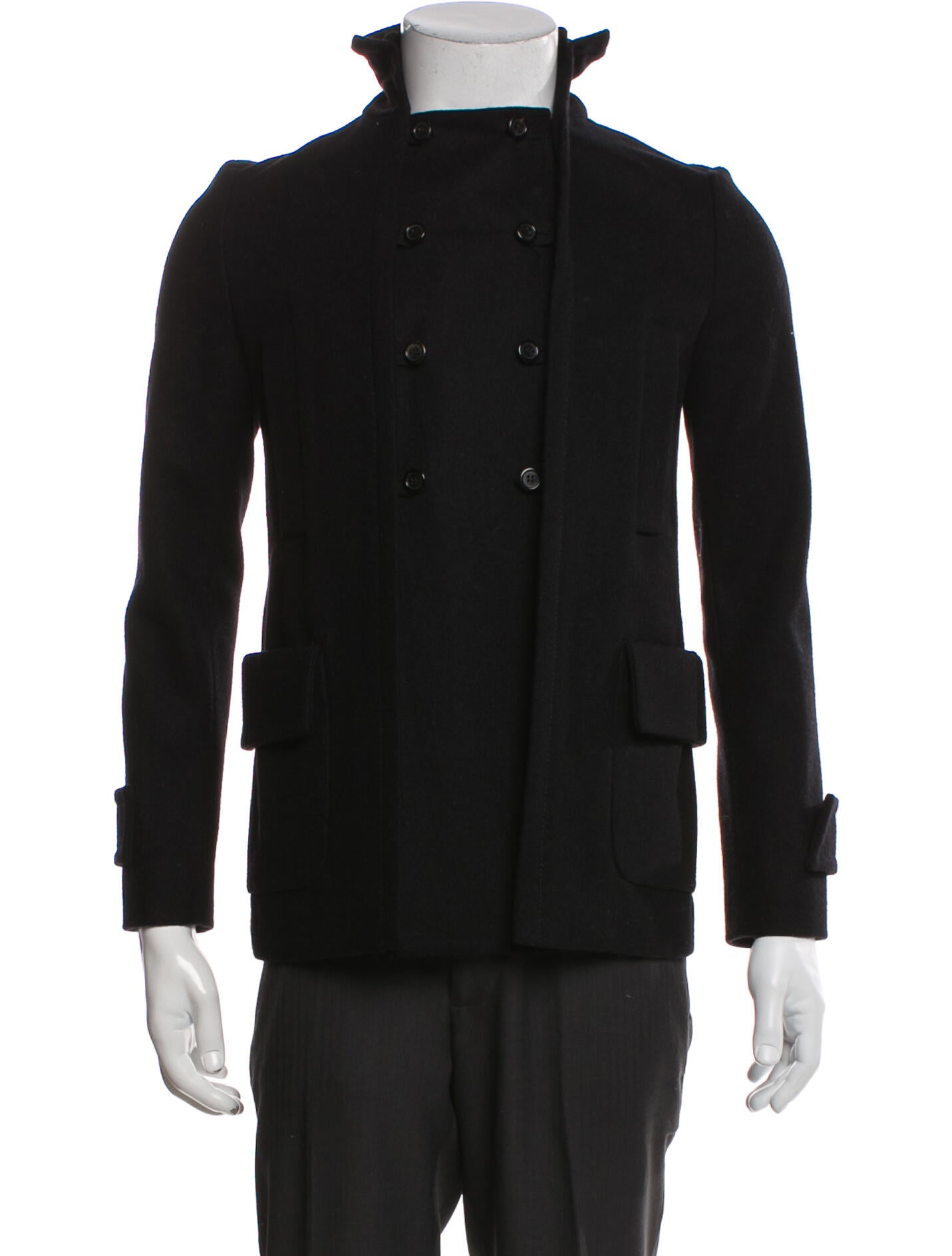Valentino Rockstud Accents Virgin Wool Peacoat