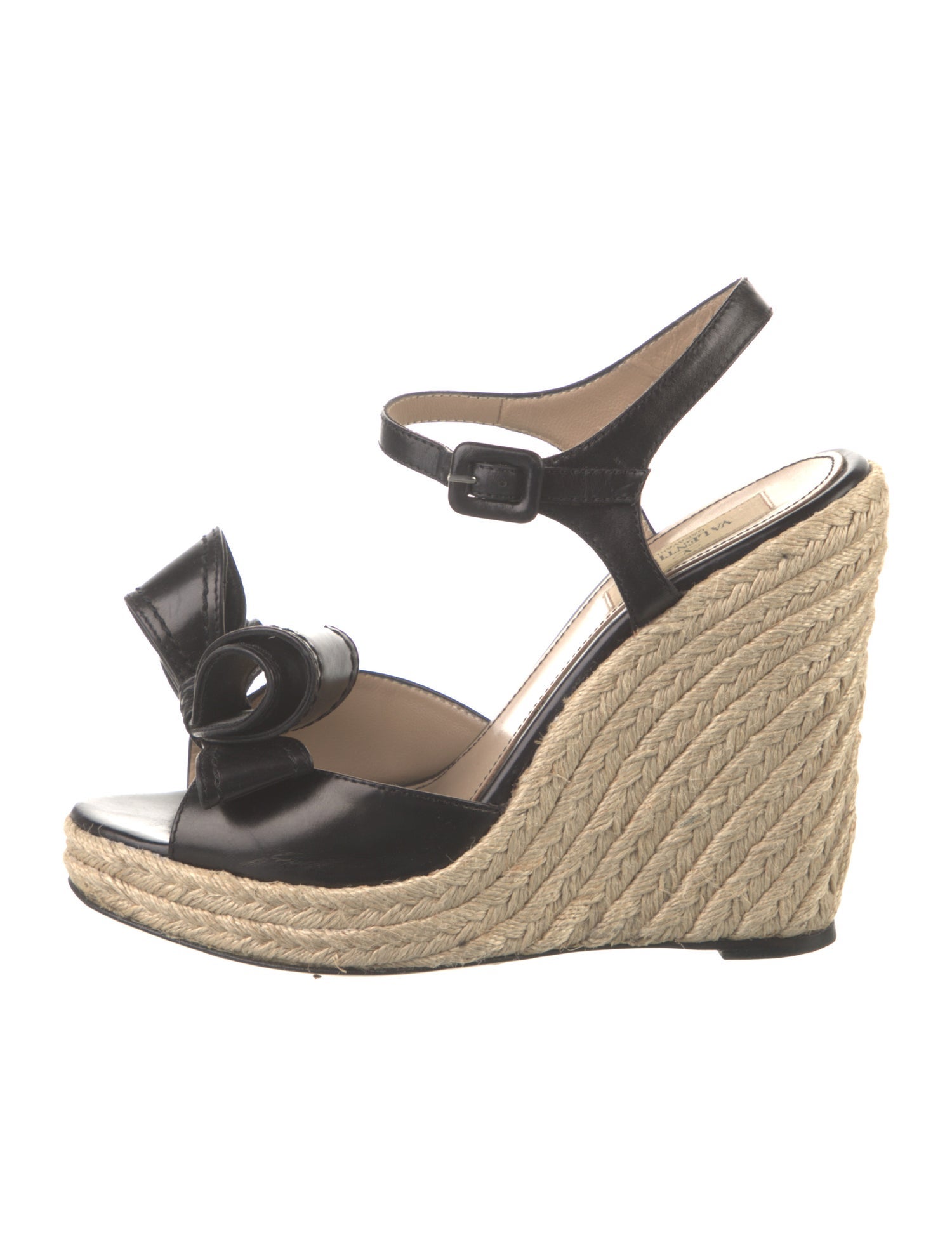 Valentino Leather Bow Accents Espadrilles