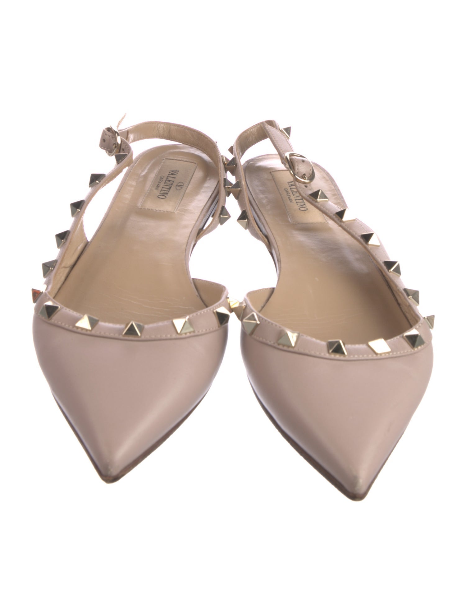 Valentino Rockstud Accents Leather Slingback Flats