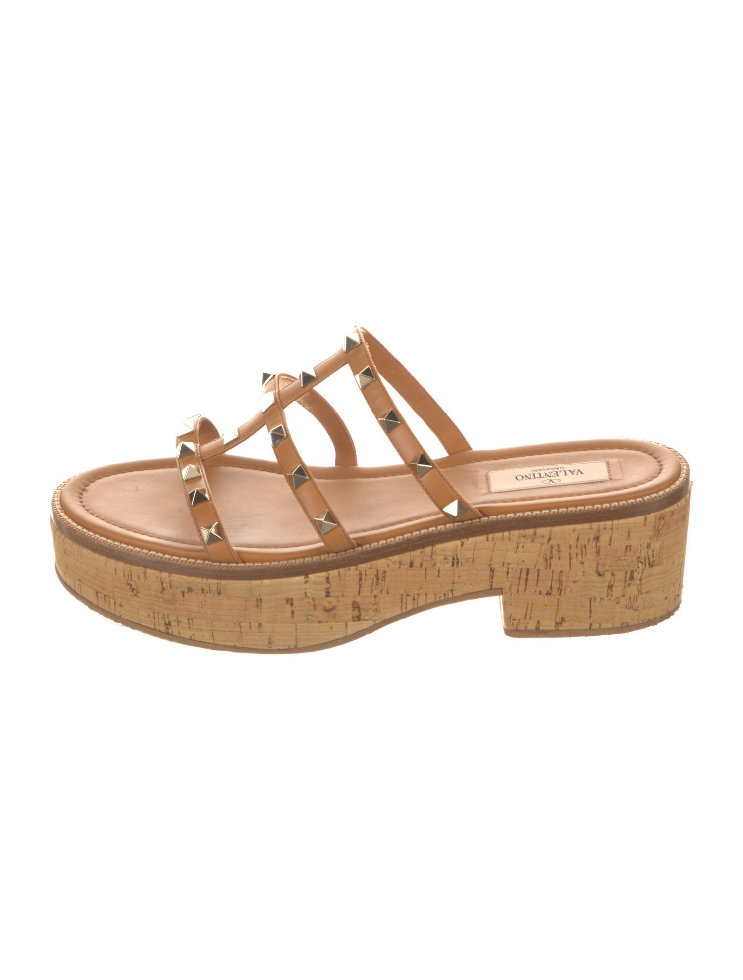 Valentino Rockstud Accents Leather Slides