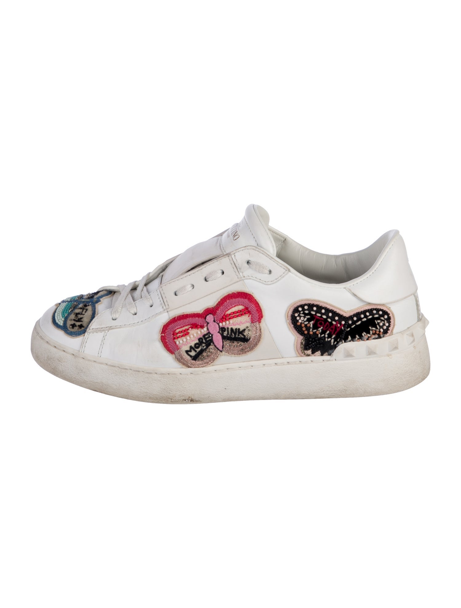 Valentino Leather Printed Sneakers