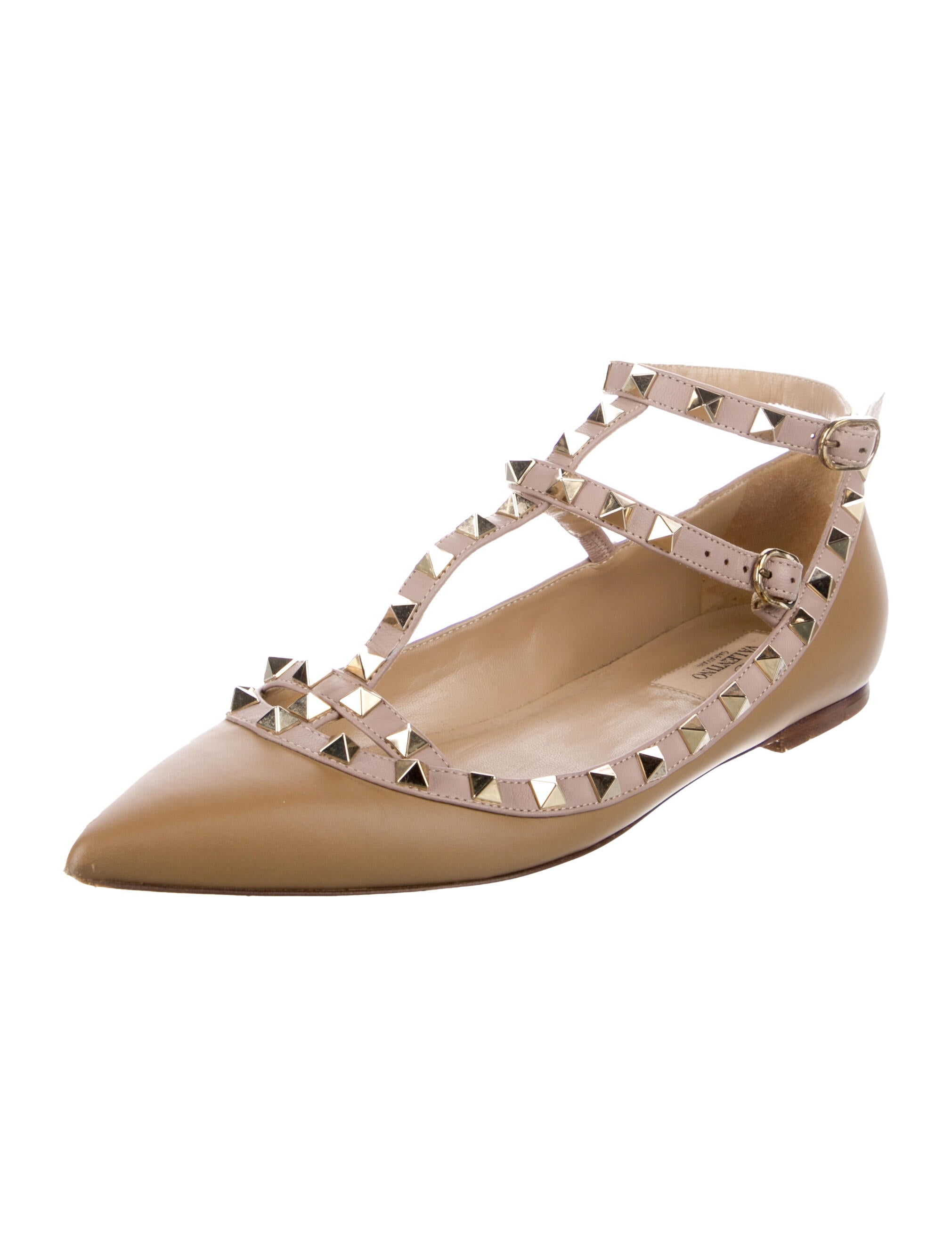 Valentino Rockstud Accents Leather Ballet Flats