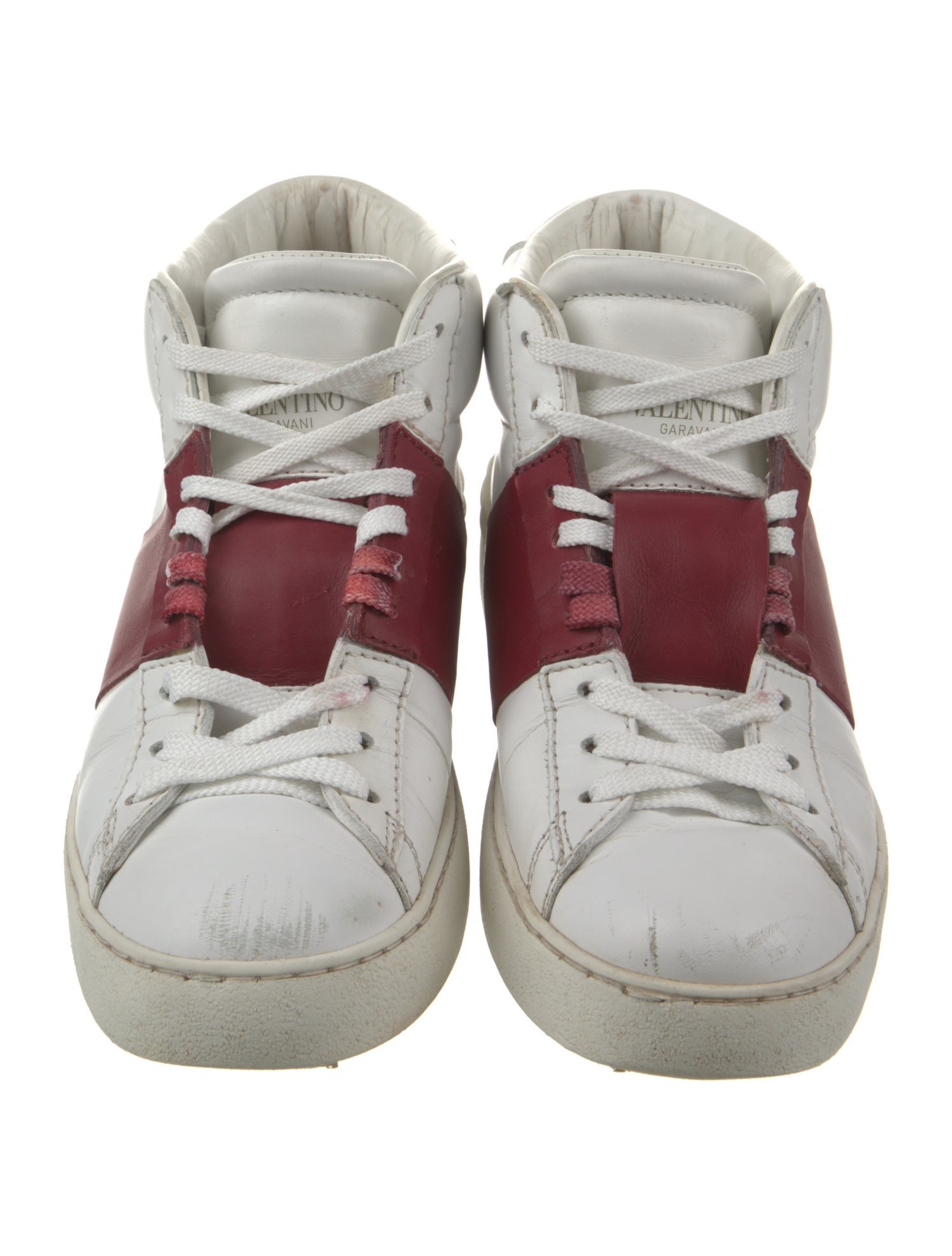 Valentino Rockstud Accents Leather Sneakers