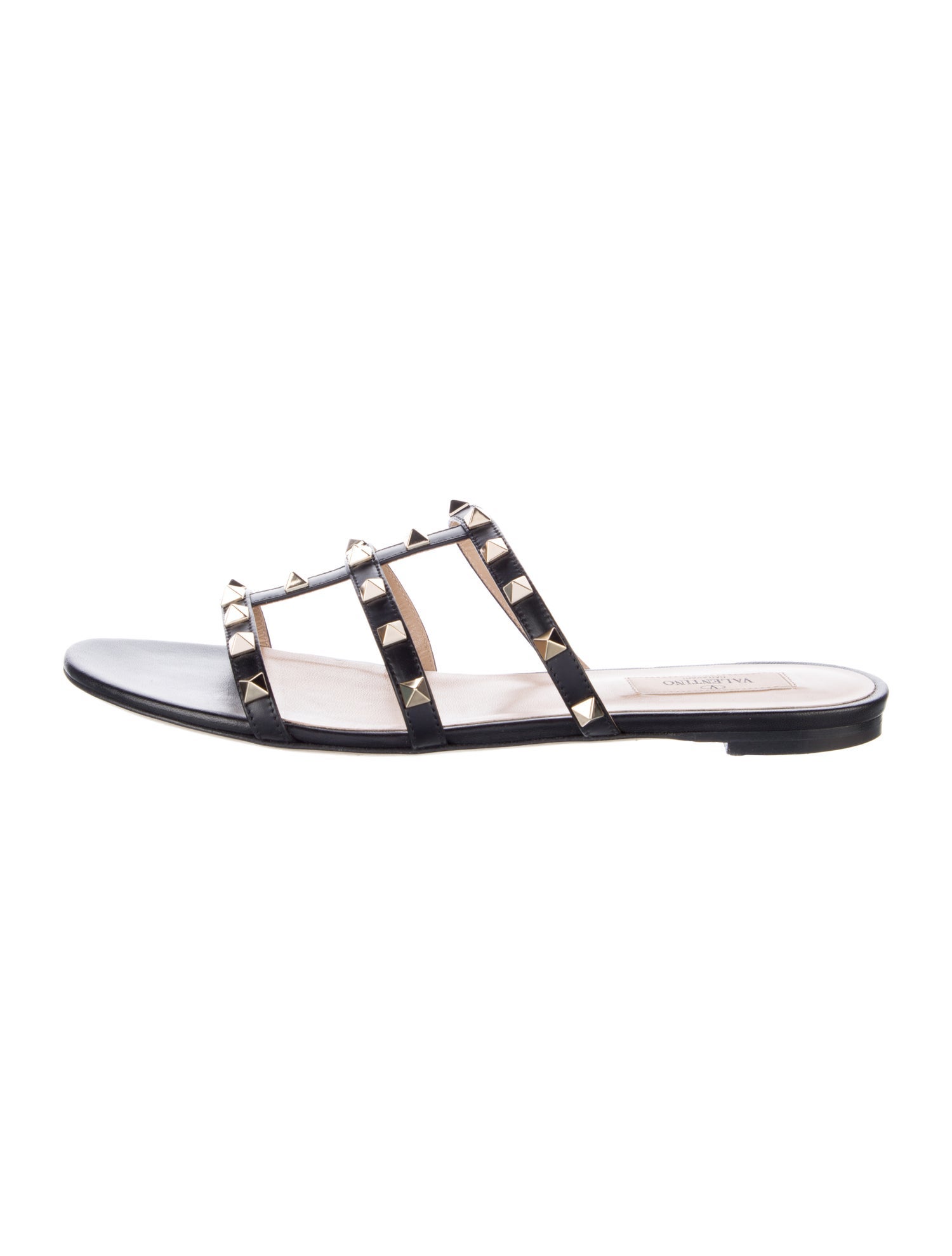 Valentino Rockstud Accents Leather Slides