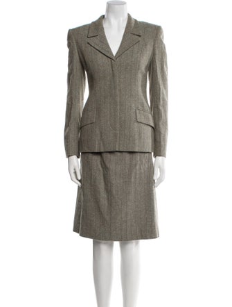 Valentino Virgin Wool Striped Skirt Set