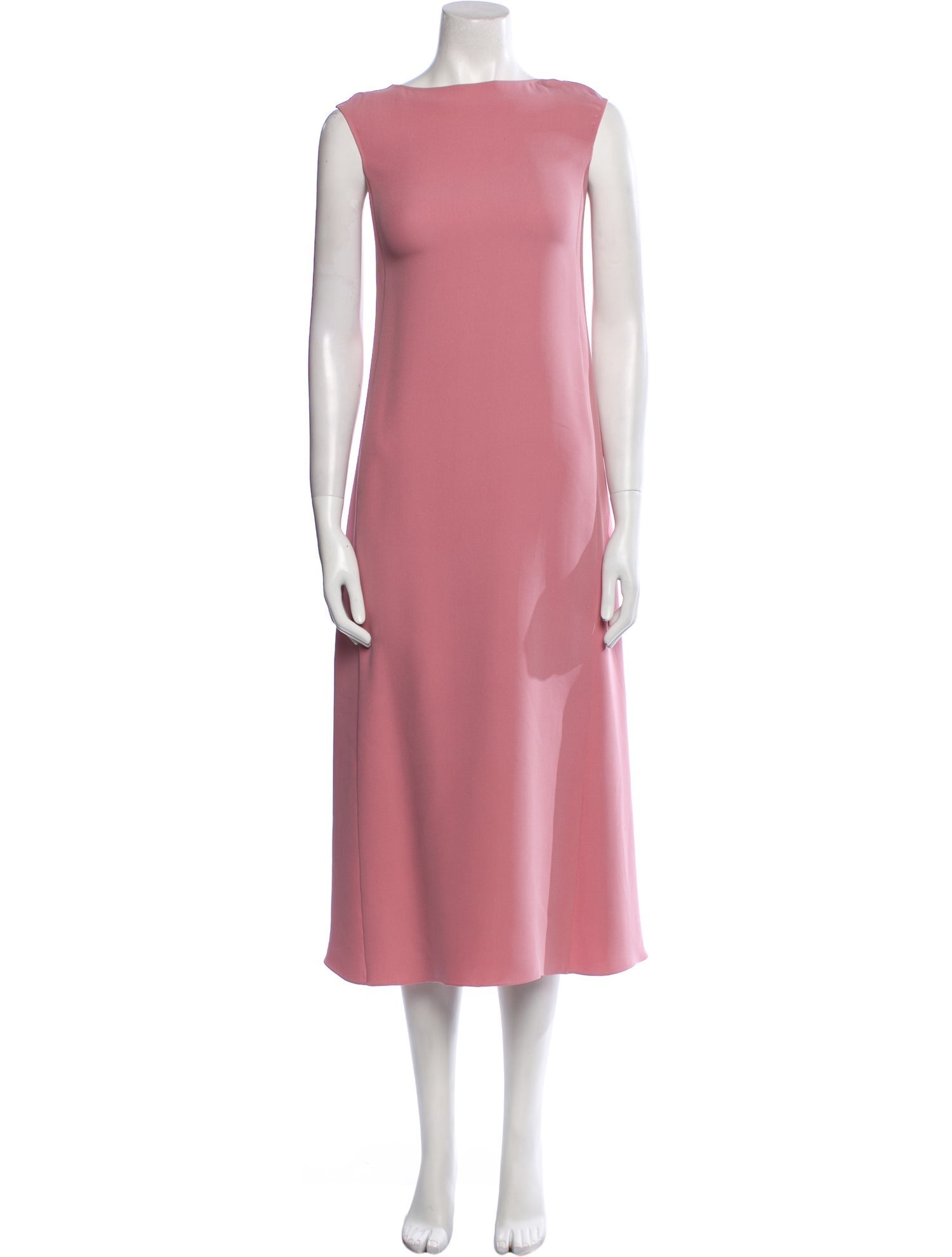 open lace back dress 2005 Valentino Blush Pink Silk Pleated Bodice Draped Pearl-Belt Dress