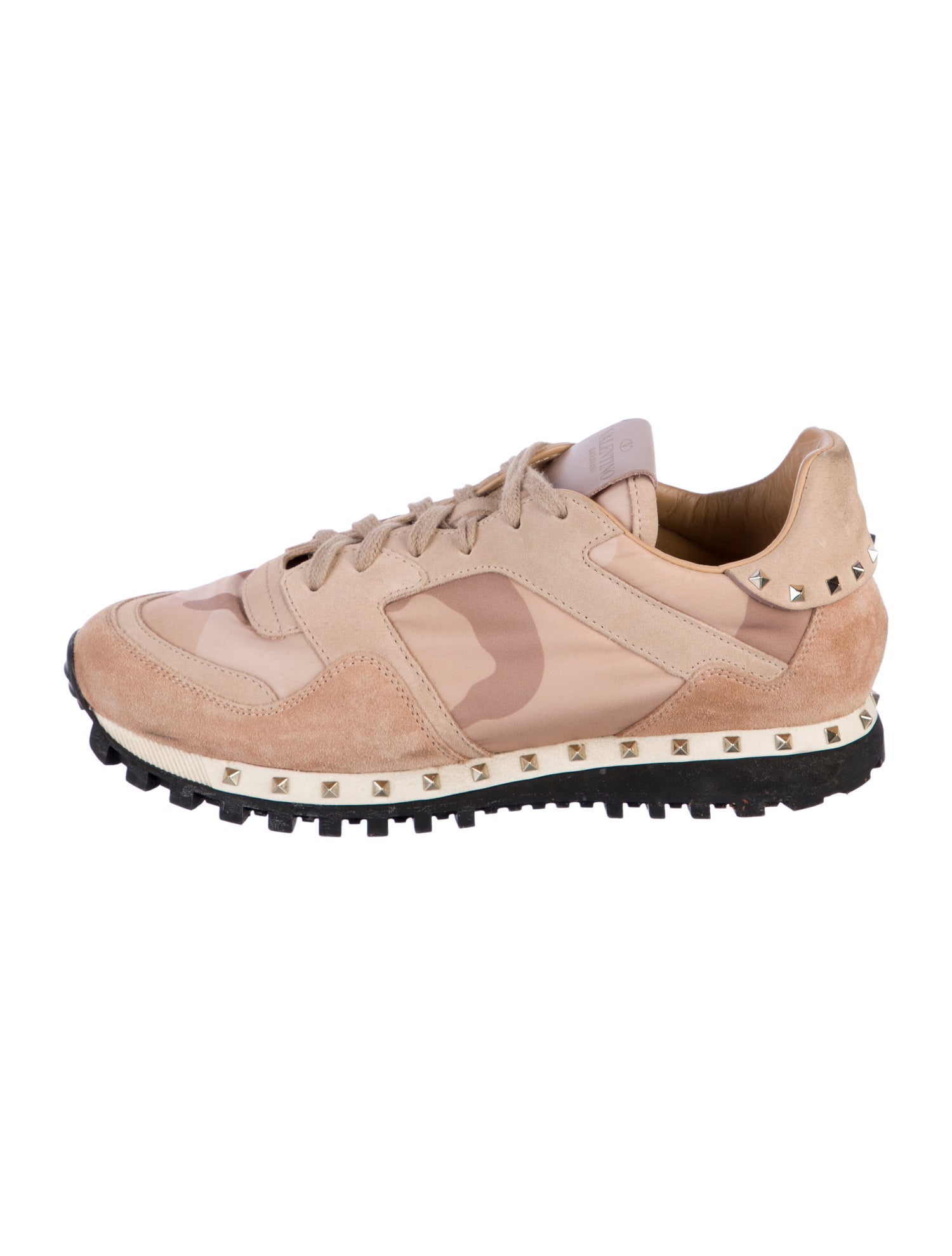 Valentino Rockstud Accents Suede Sneakers