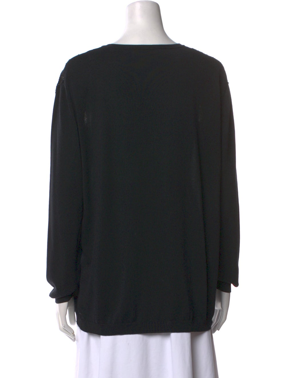Valentino Silk Pullover Black Patterned Lace Trim… - image 3