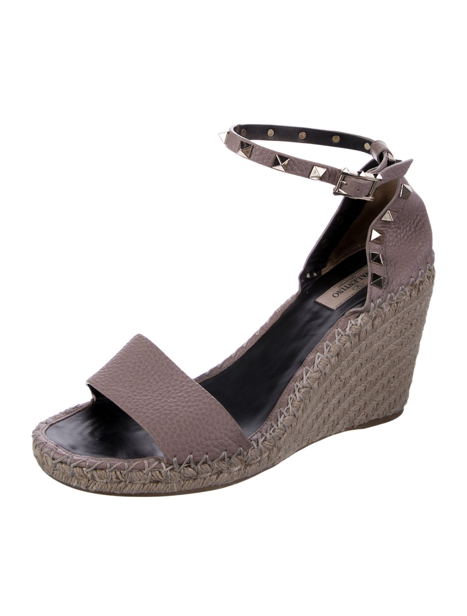 Valentino Rockstud Accents Leather Espadrilles