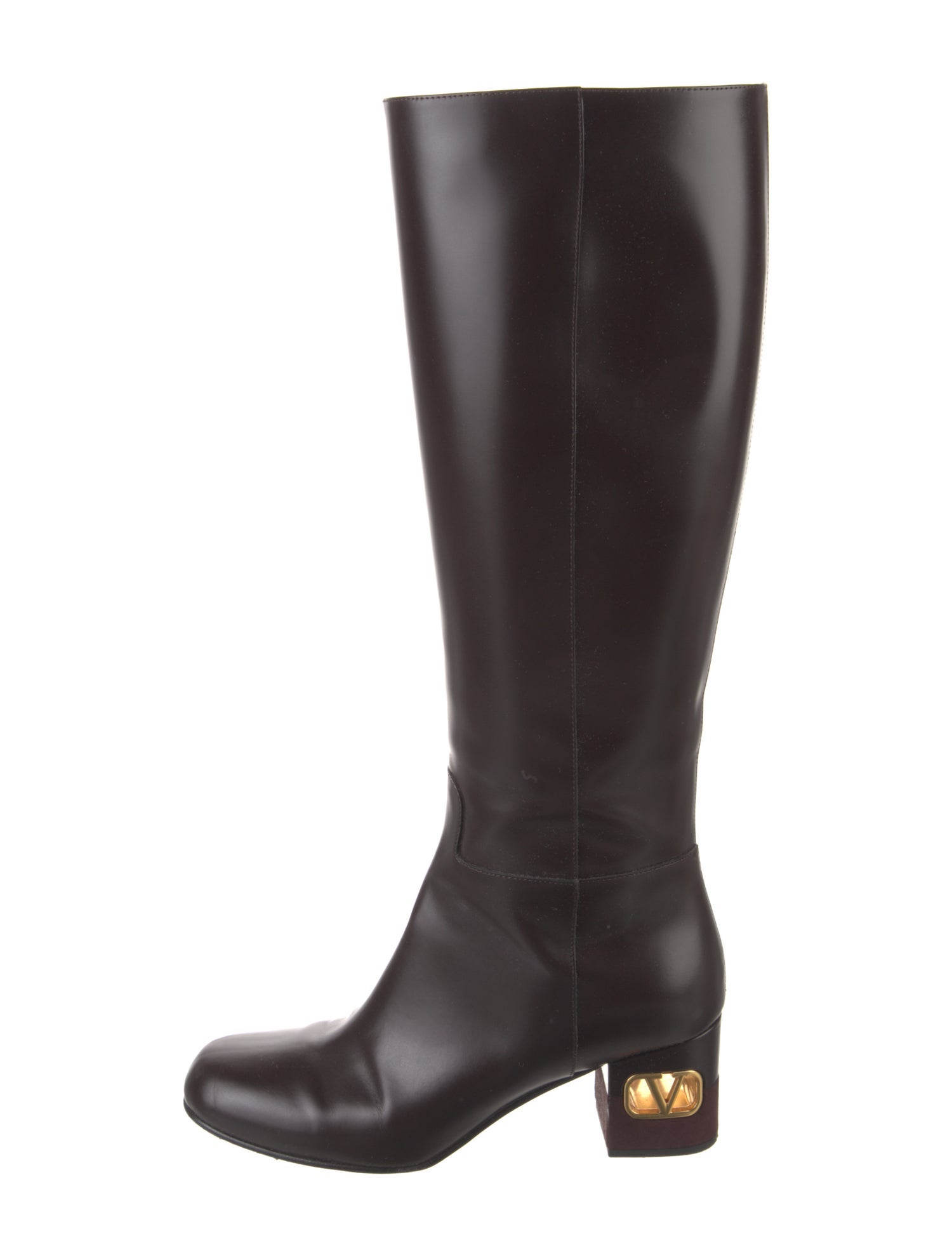 Valentino Rockstud Accents Leather Riding Boots