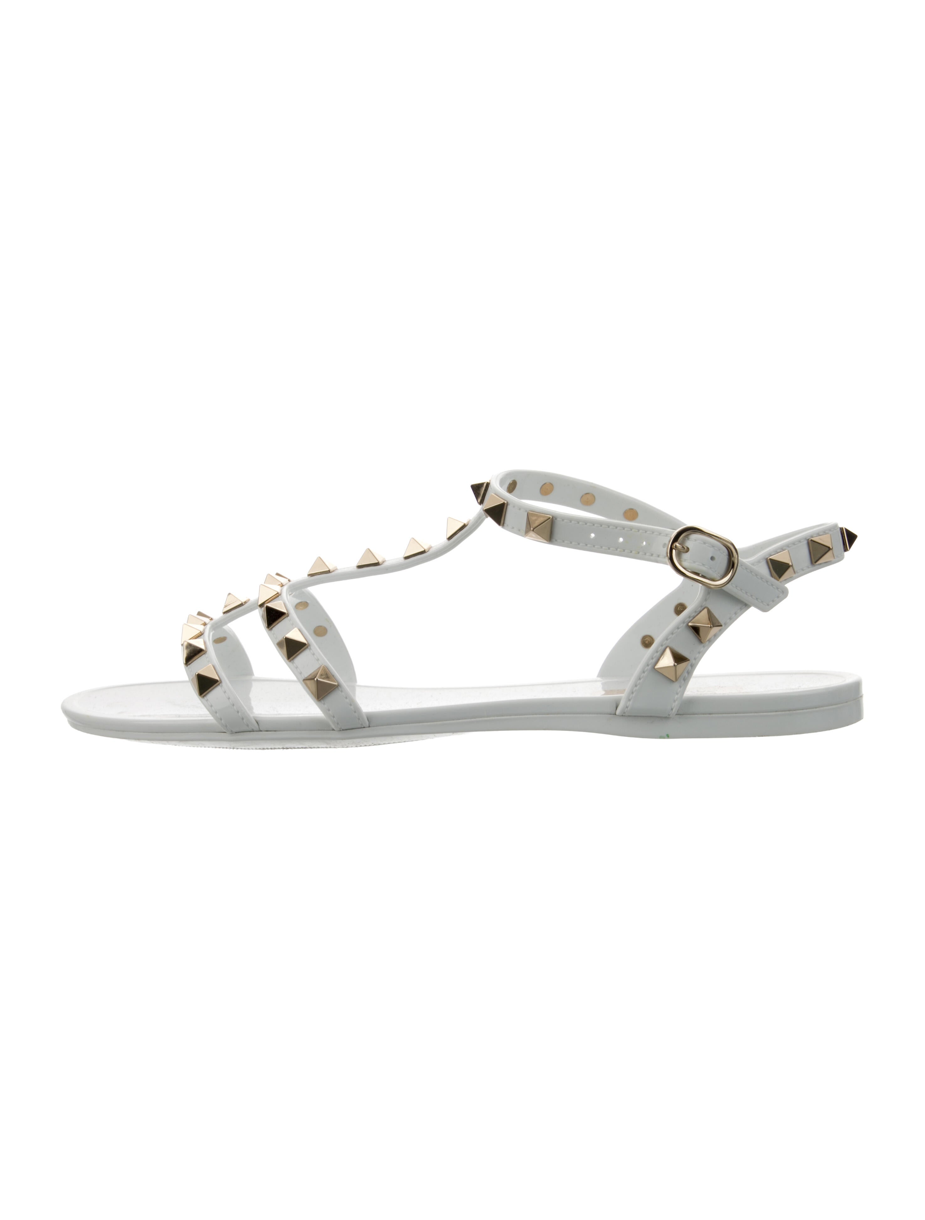 Valentino Rockstud Accents Rubber T-Strap Sandals