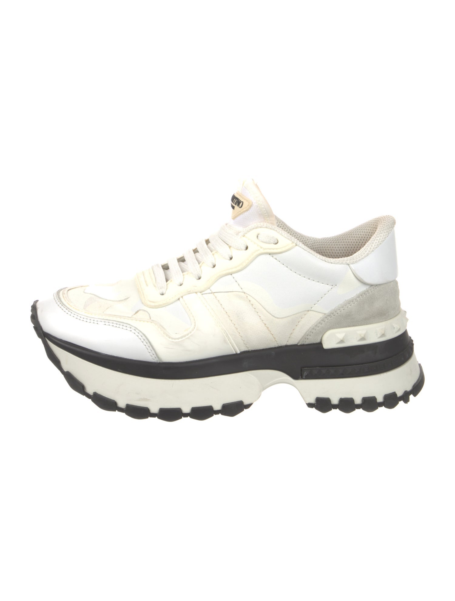 Valentino Rockstud Accents Leather Sneakers