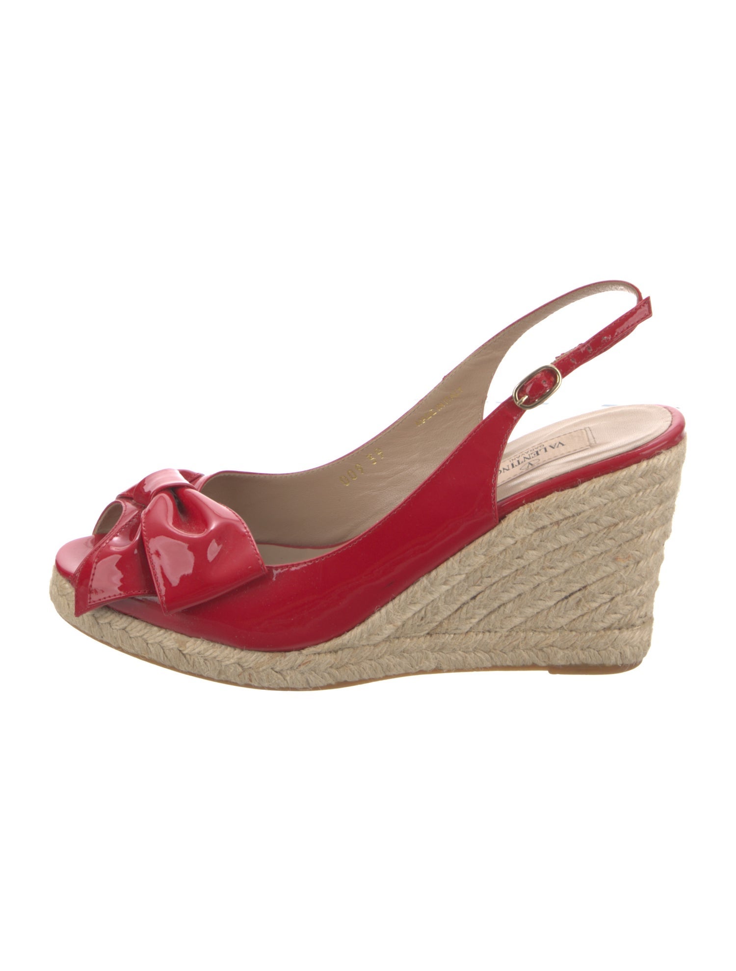 Valentino Patent Leather Bow Accents Espadrilles