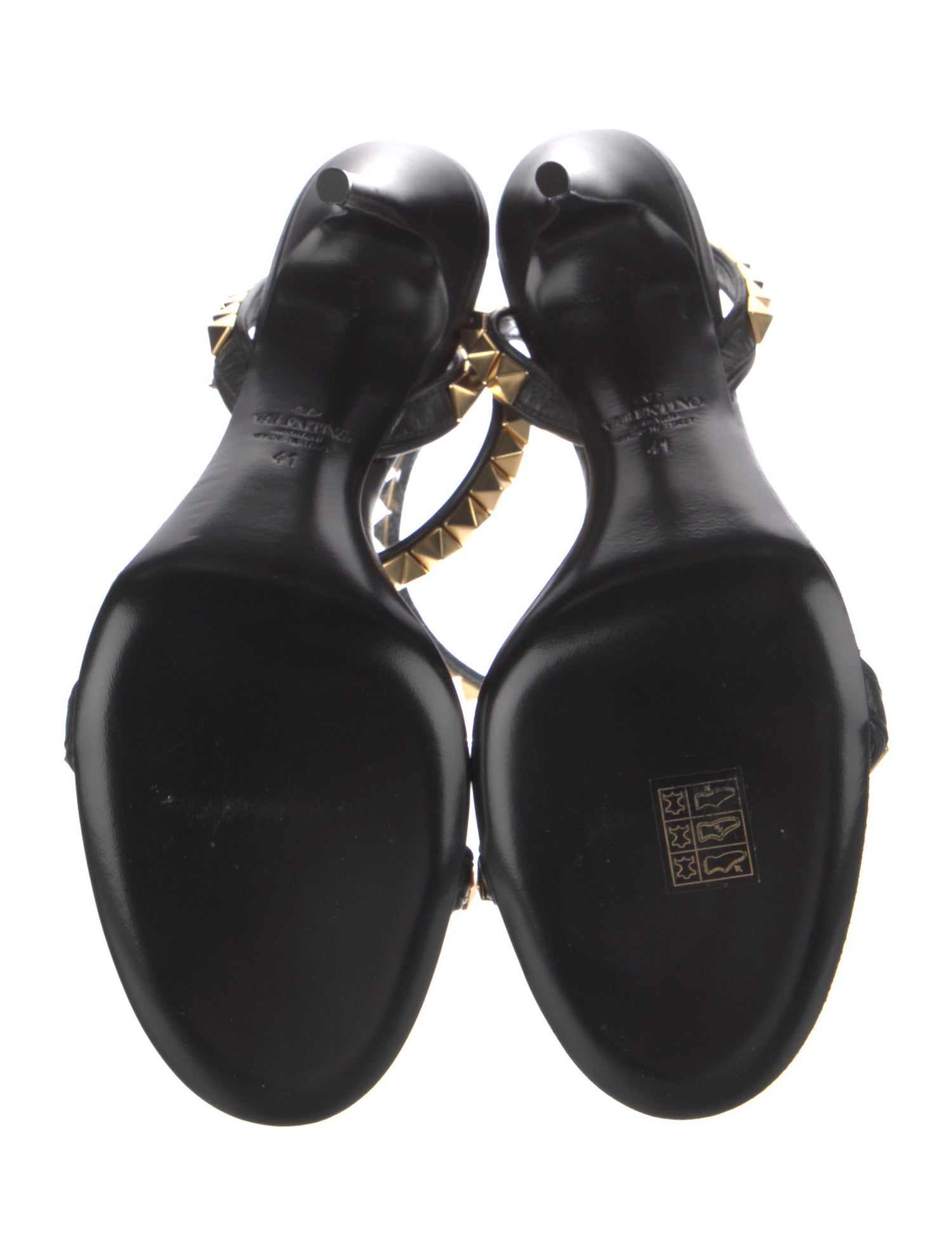 Valentino Rockstud Accents Leather Sandals w/ Tags - Black Sandals