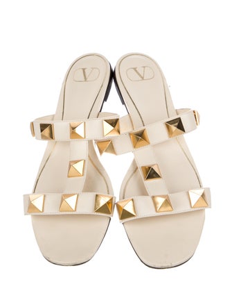 Valentino Rockstud Accents Leather Slides