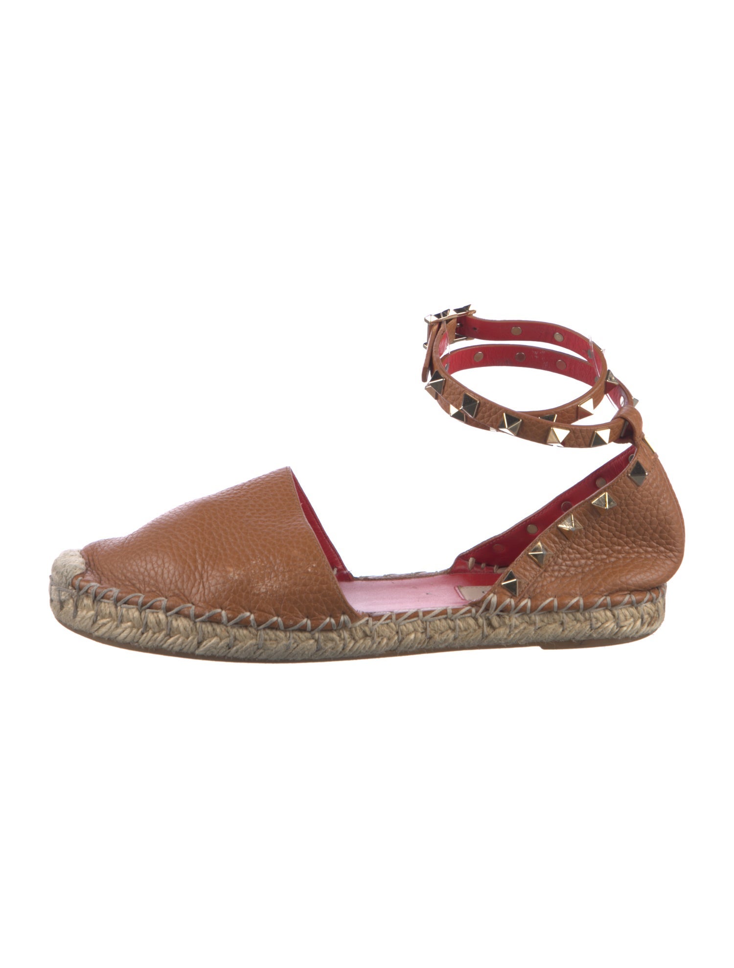 Valentino Rockstud Accents Leather Espadrilles