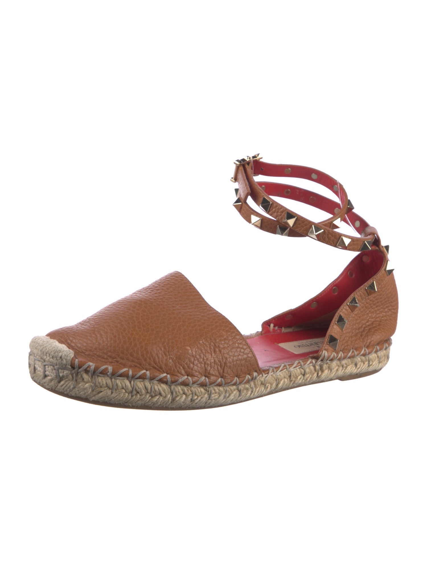 Valentino Rockstud Accents Leather Espadrilles