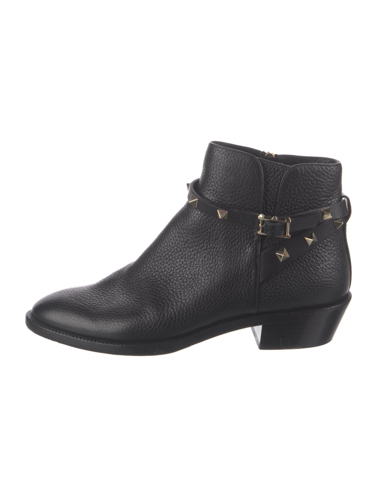 Valentino Rockstud Accents Leather Moto Boots