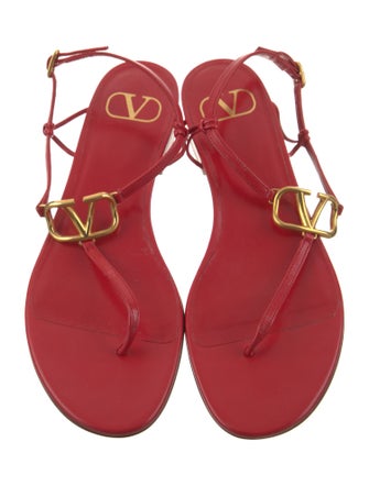 Valentino Leather T-Strap Sandals