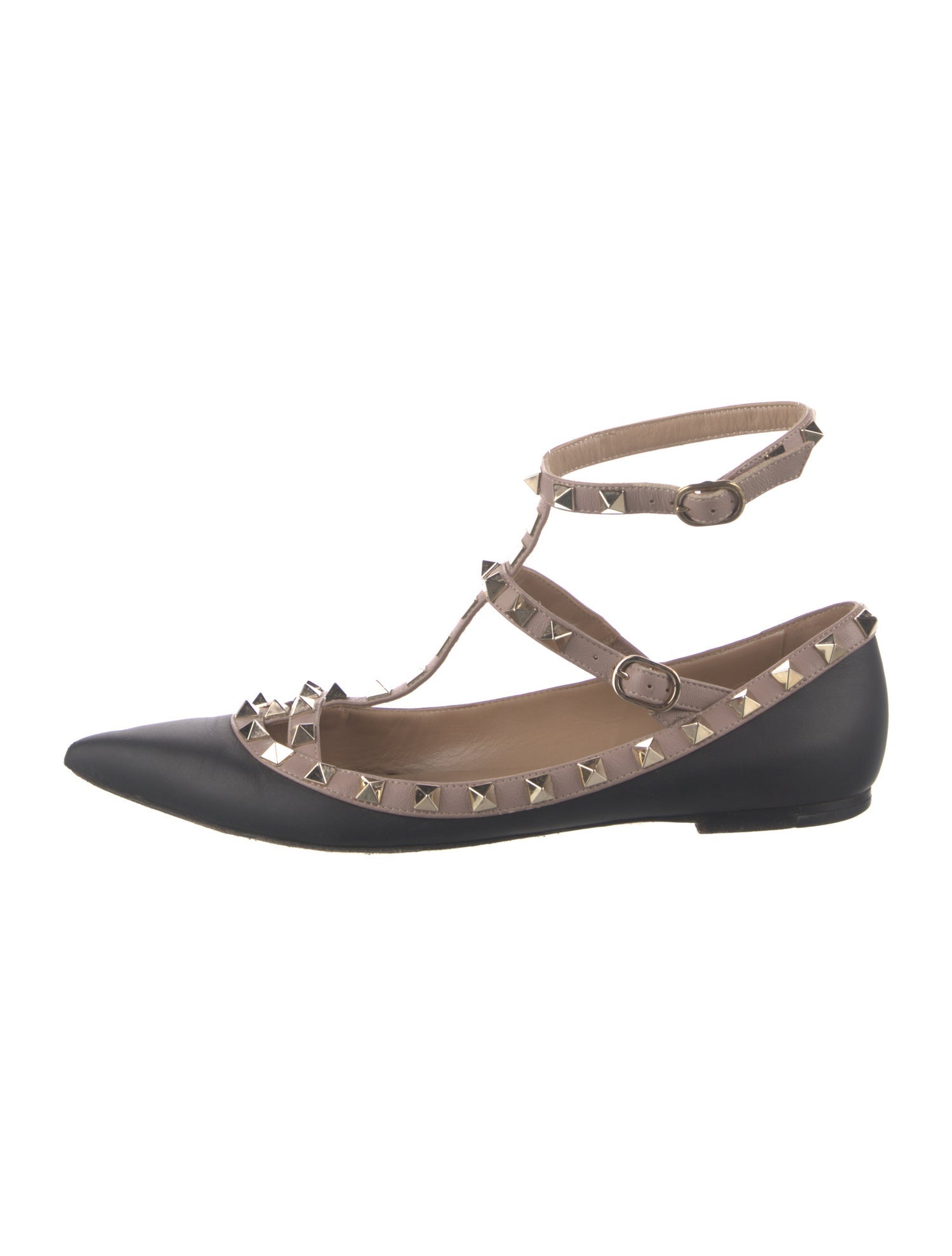 Valentino Rockstud Accents Leather Ballet Flats