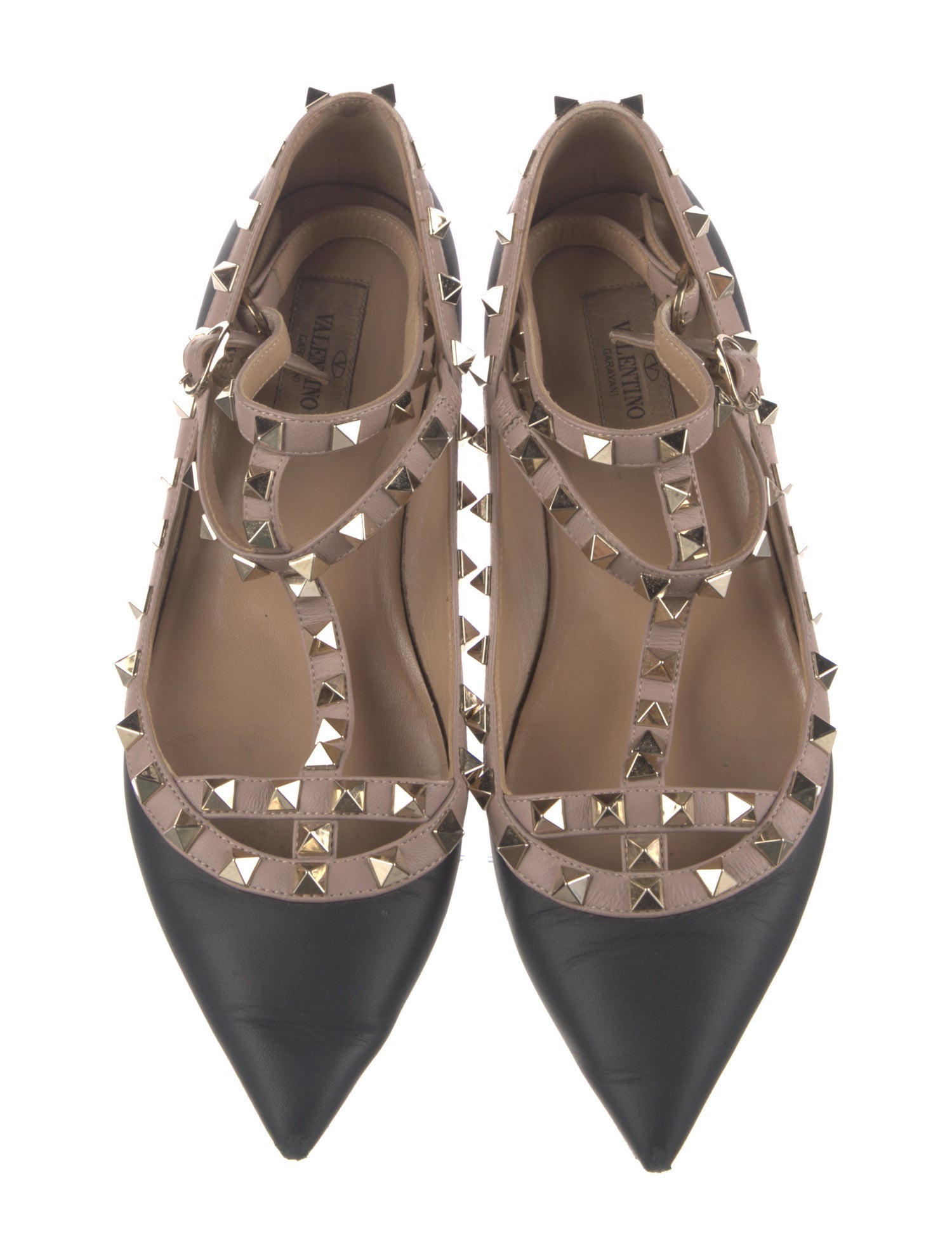 Valentino Rockstud Accents Leather Ballet Flats