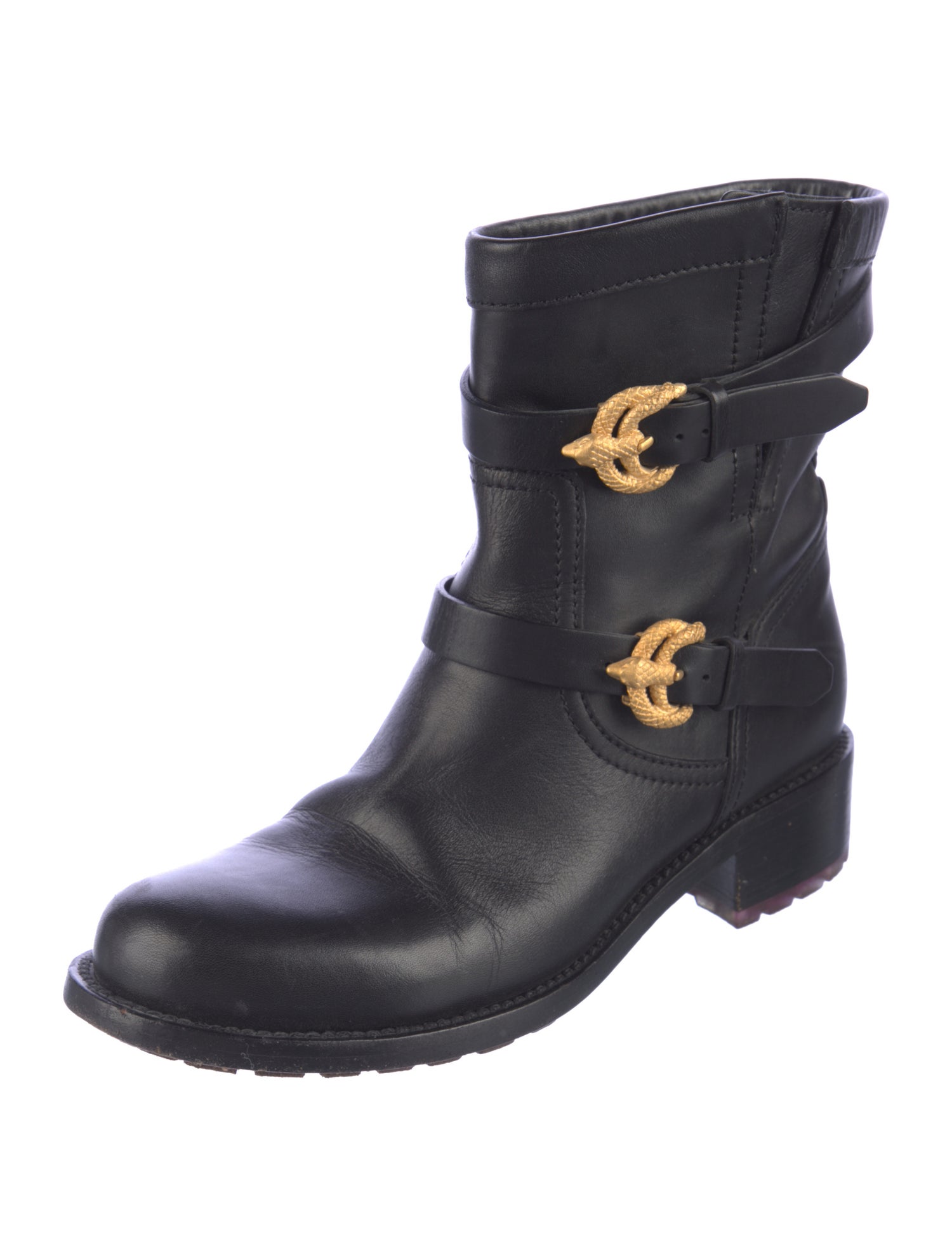 Valentino Leather Moto Boots