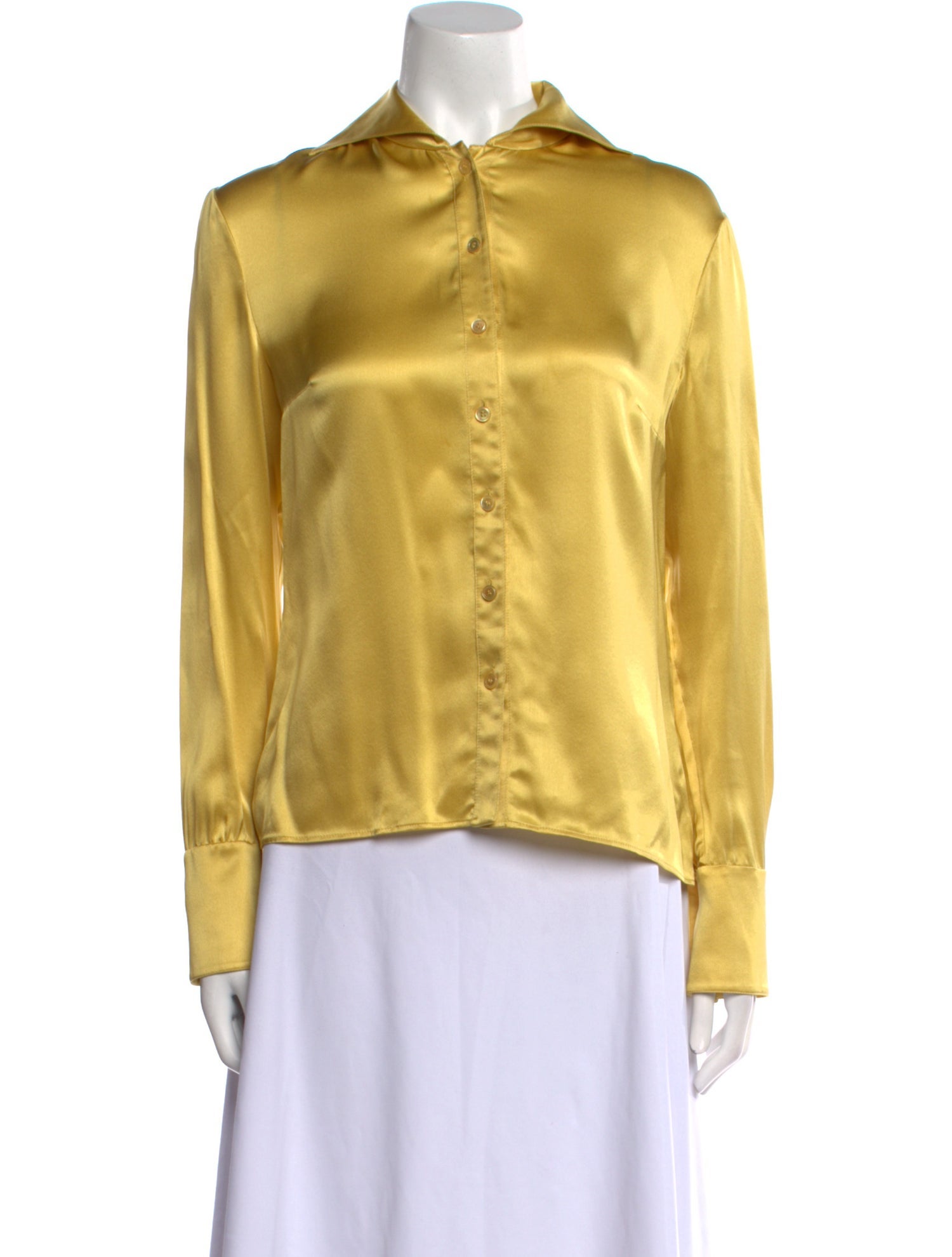 Valentino Silk Long Sleeve Button-Up Top