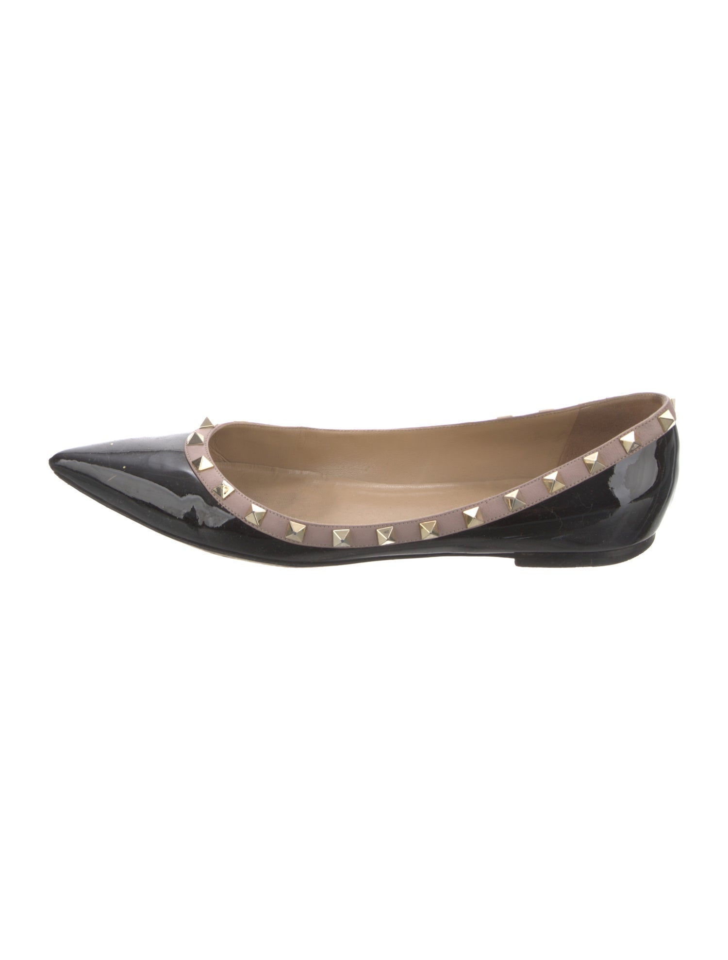 Valentino Rockstud Accents Patent Leather Flats