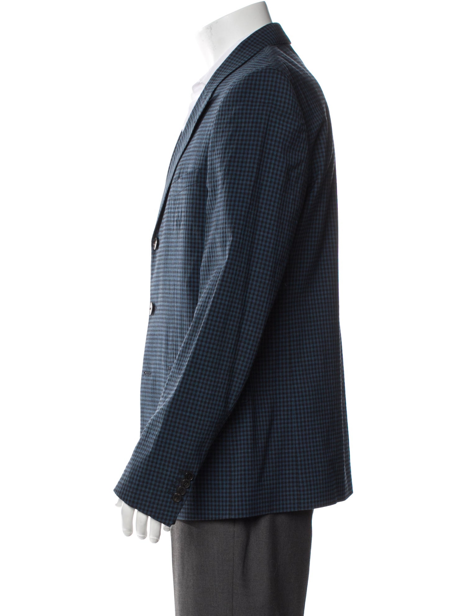 Valentino Virgin Wool Plaid Print Blazer