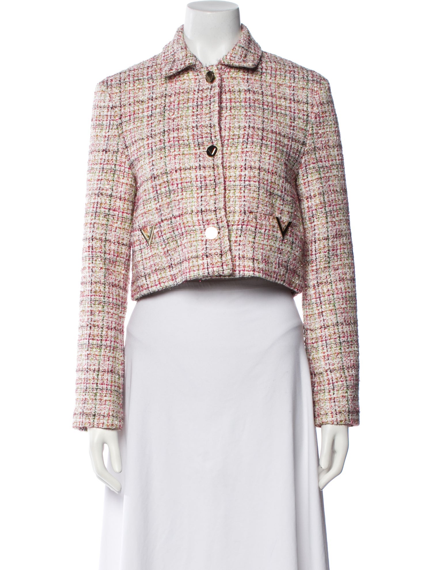 Valentino Tweed Plaid Print Evening Jacket