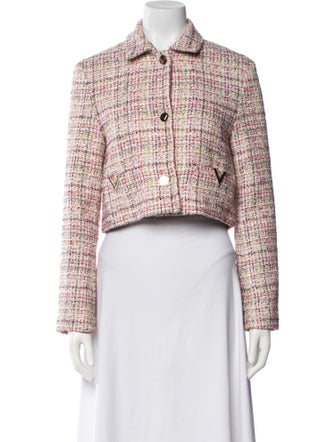 Valentino Tweed Plaid Print Evening Jacket