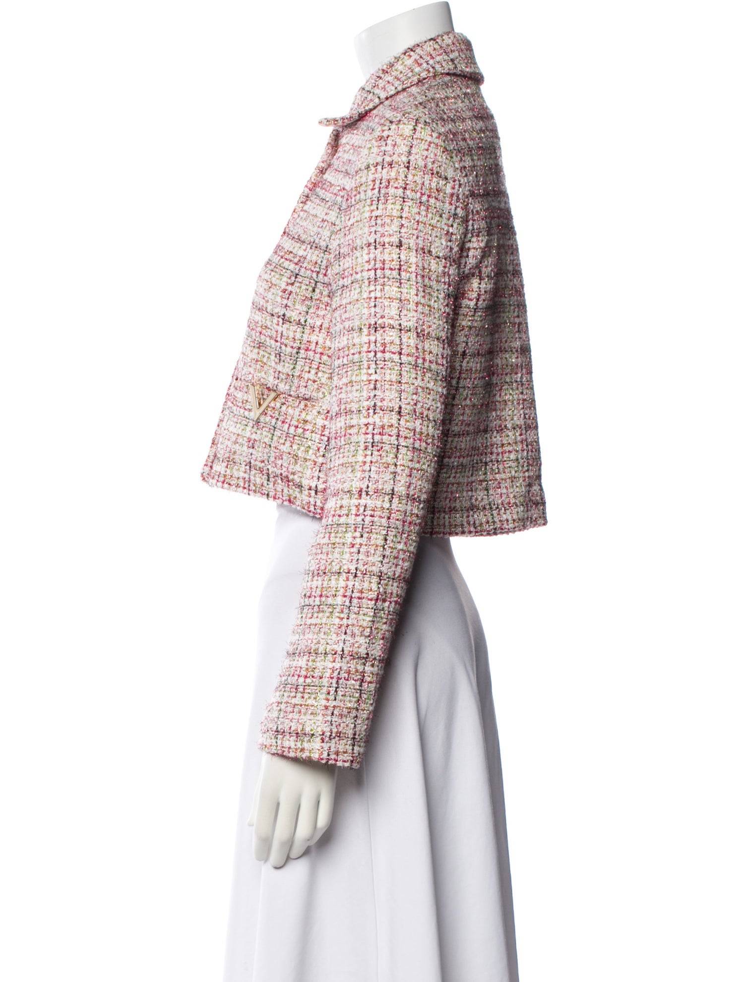 Valentino Tweed Plaid Print Evening Jacket
