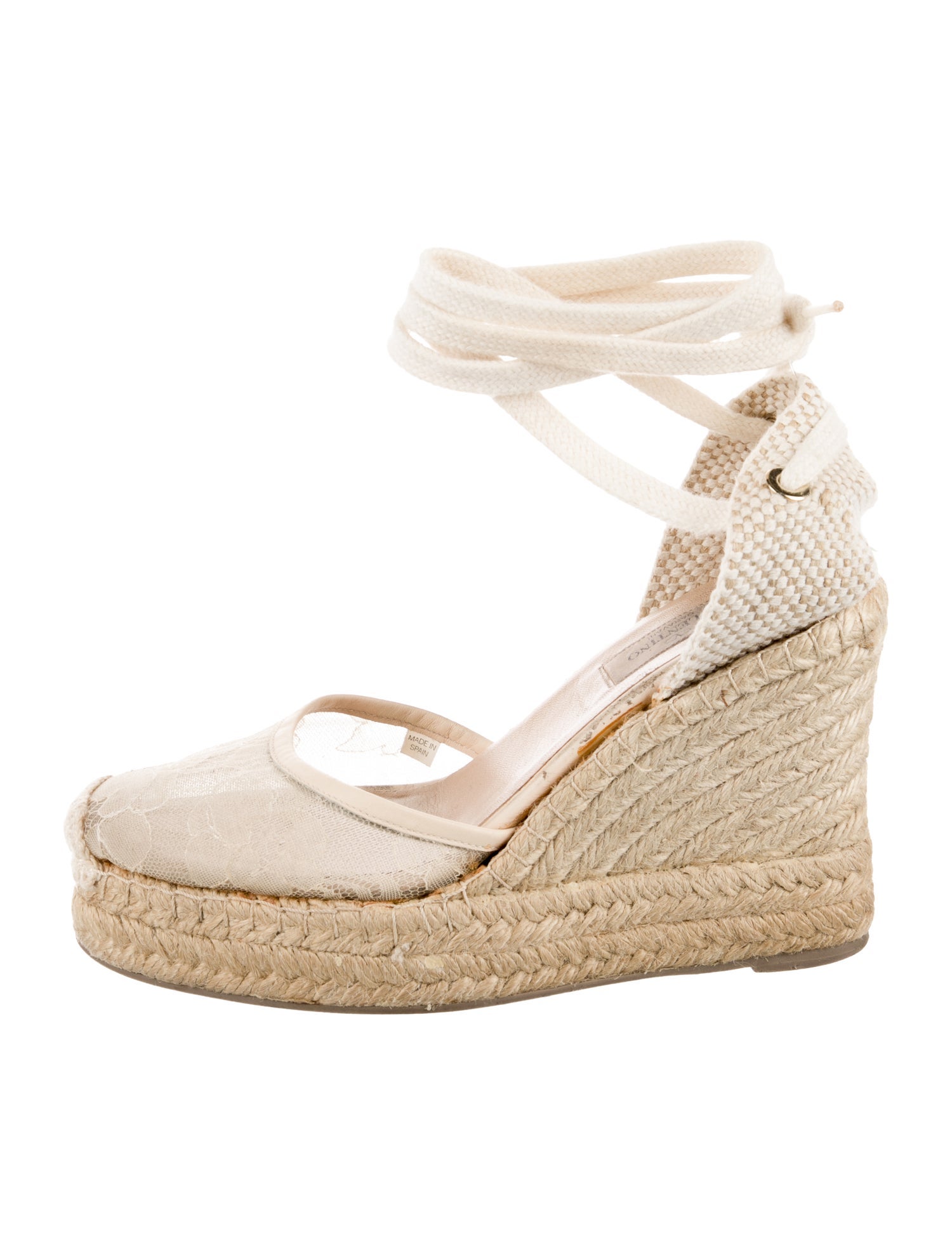 Valentino Lace Leather Trim Embellishment D'Orsay Pumps