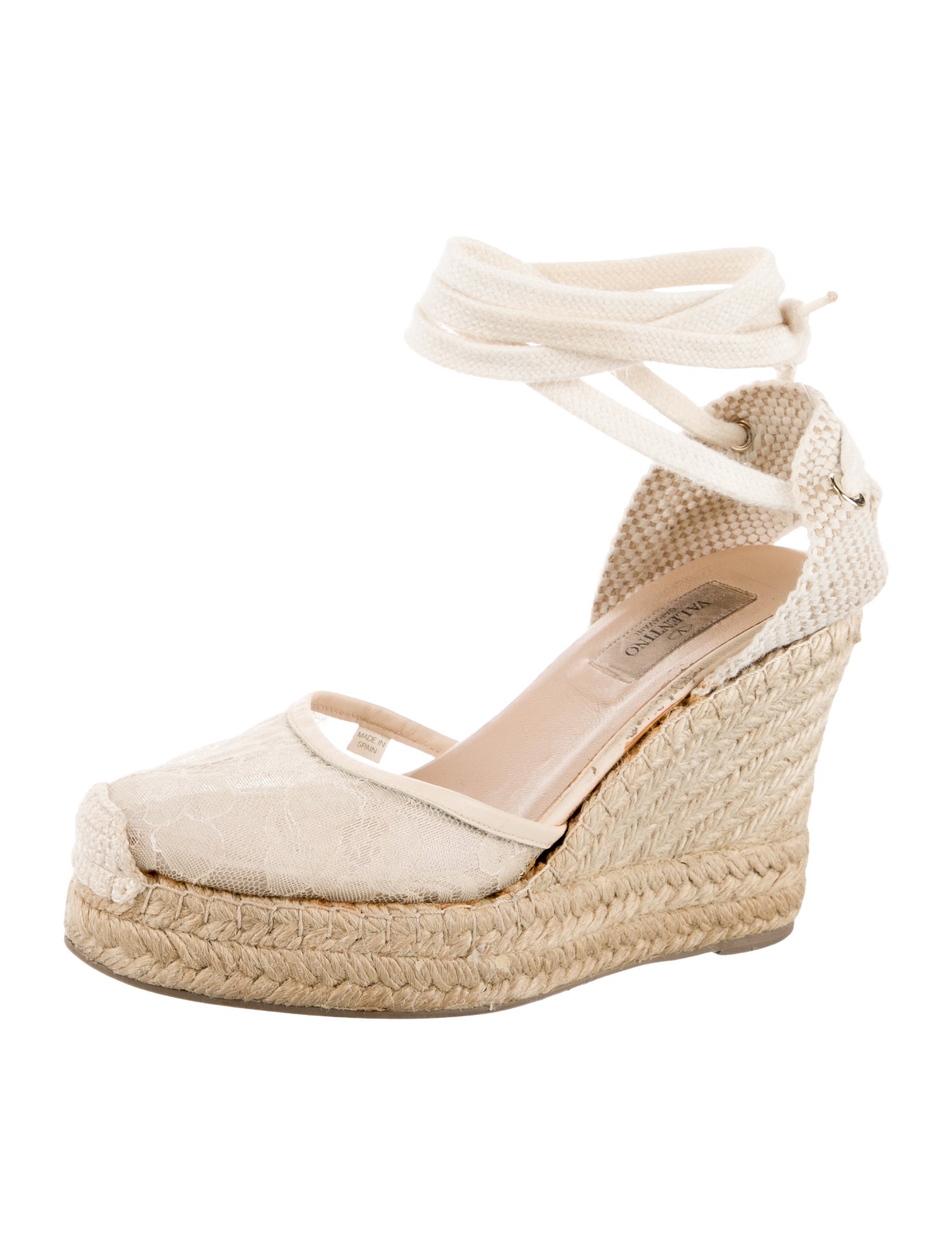 Valentino Lace Leather Trim Embellishment D'Orsay Pumps