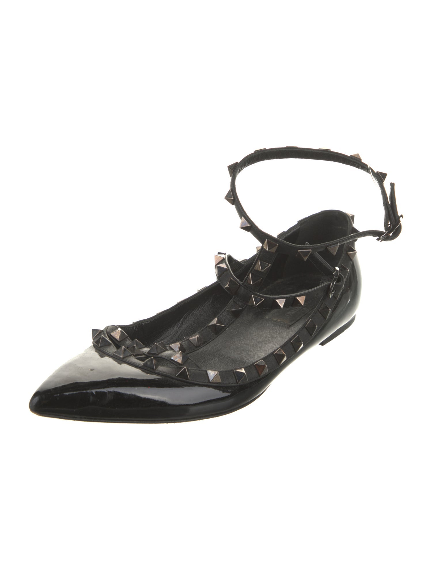 Valentino Rockstud Accents Patent Leather Ballet Flats