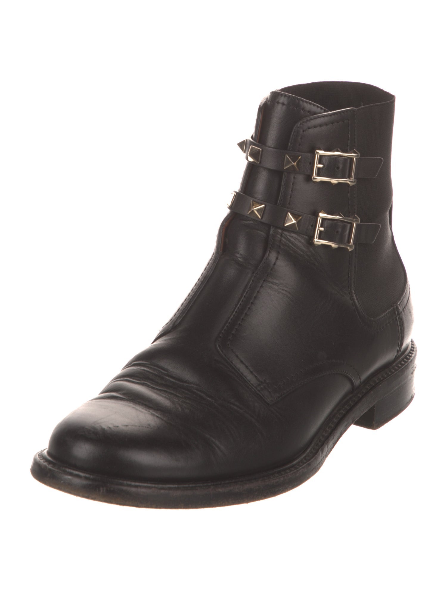 Valentino Rockstud Accents Leather Combat Boots