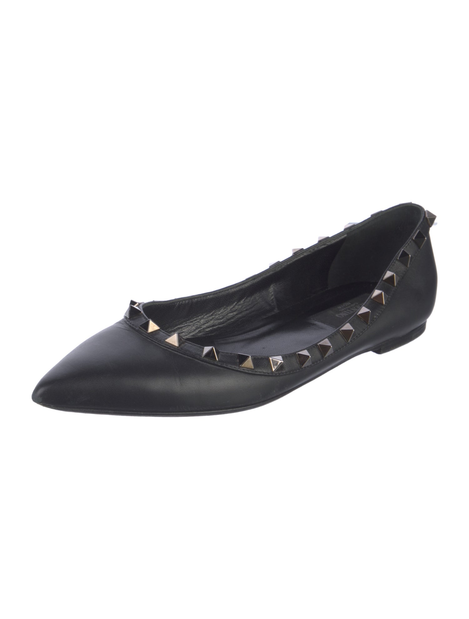 Valentino Rockstud Accents Leather Ballet Flats